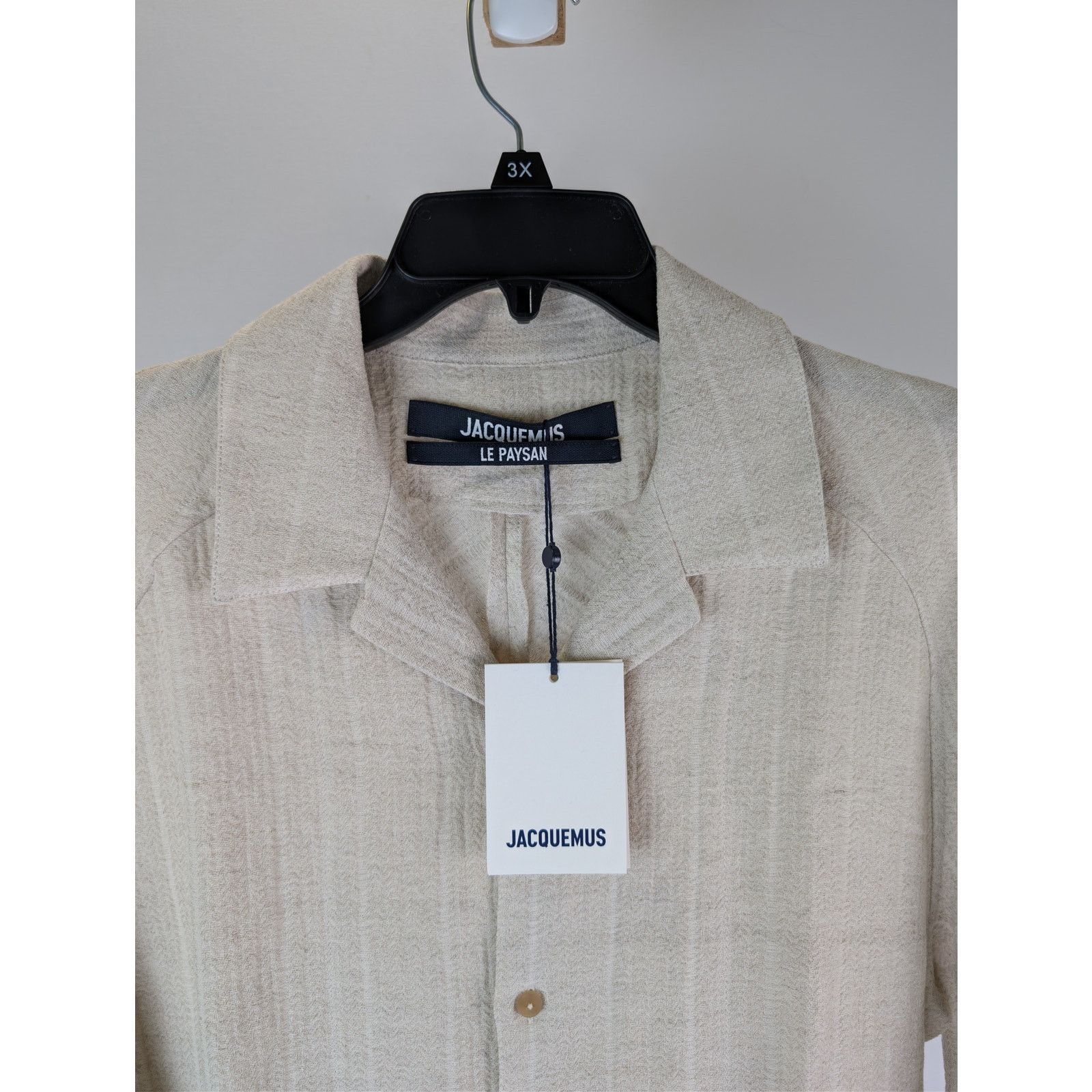 Jacquemus o1rshd1 La Chemise Fonccio camp-collar Button up shirt Beige Size US M / EU 48-50 / 2 - 7 Thumbnail