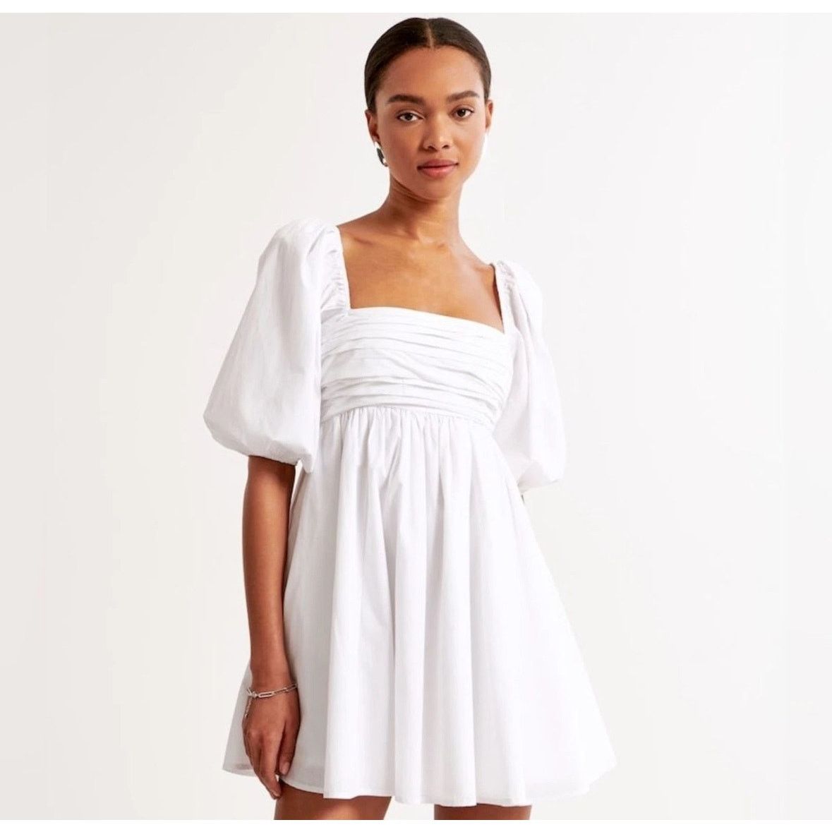 Abercrombie & Fitch Abercrombie Emerson Ruched Puff Sleeve Mini Dress Size SP Size S / US 4 / IT 40 - 4 Thumbnail