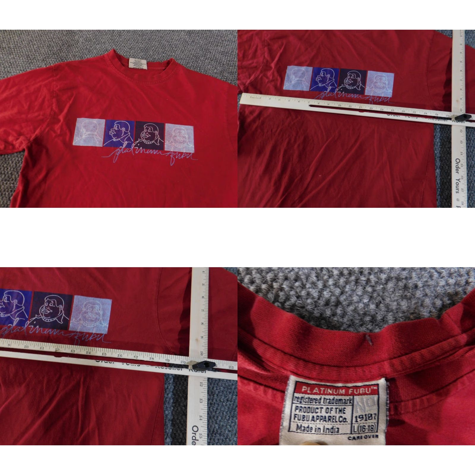 Fubu VINTAGE FUBU Shirt Mens Large Red Graphic Hip Hop Streetwear 2000s Tee Size US L / EU 52-54 / 3 - 8 Thumbnail
