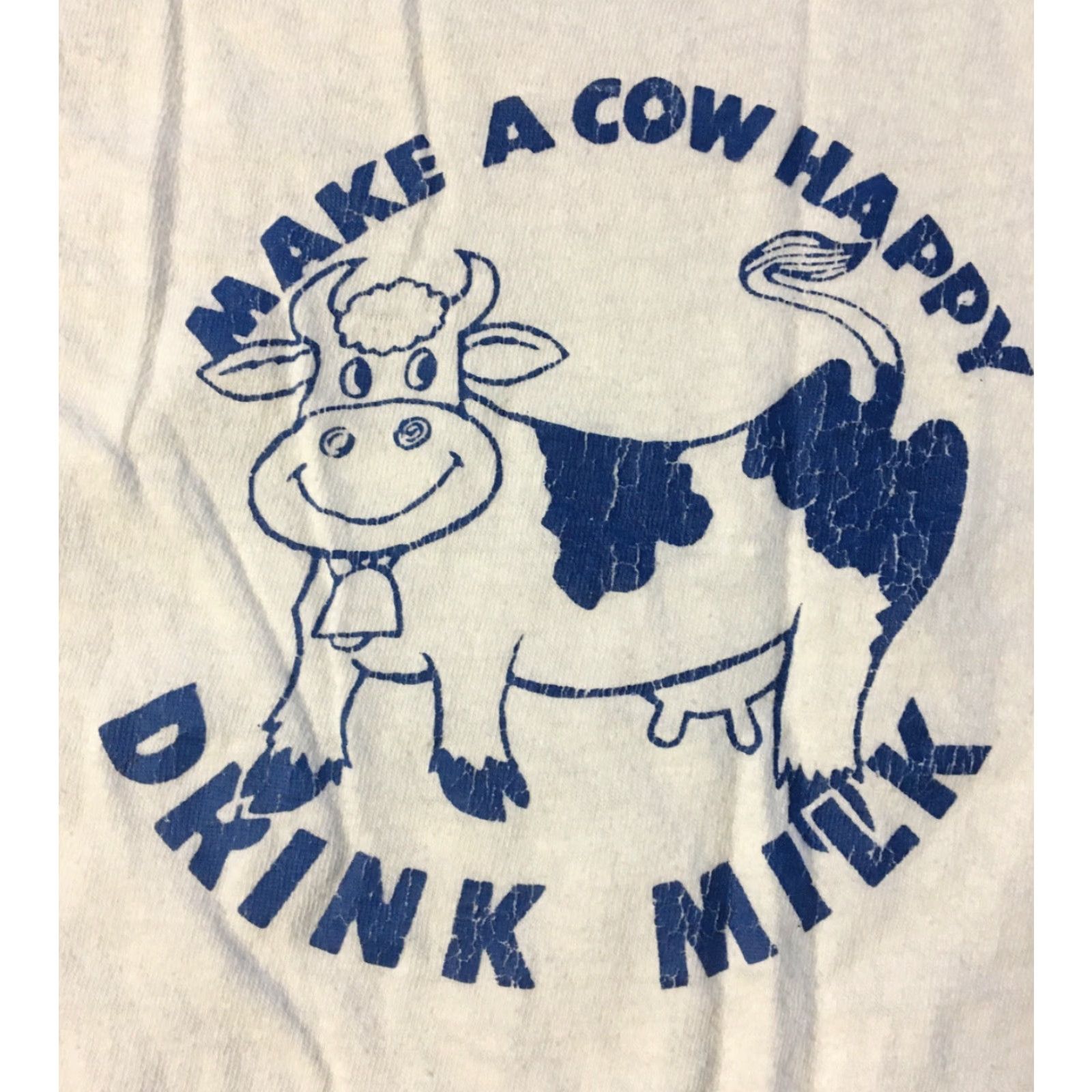Hanes Vtg 70s Drink Milk Make A Cow Happy Shirt L USA Funny Animal Humor Promo Hanes Shirt Size US L / EU 52-54 / 3 - 3 Thumbnail