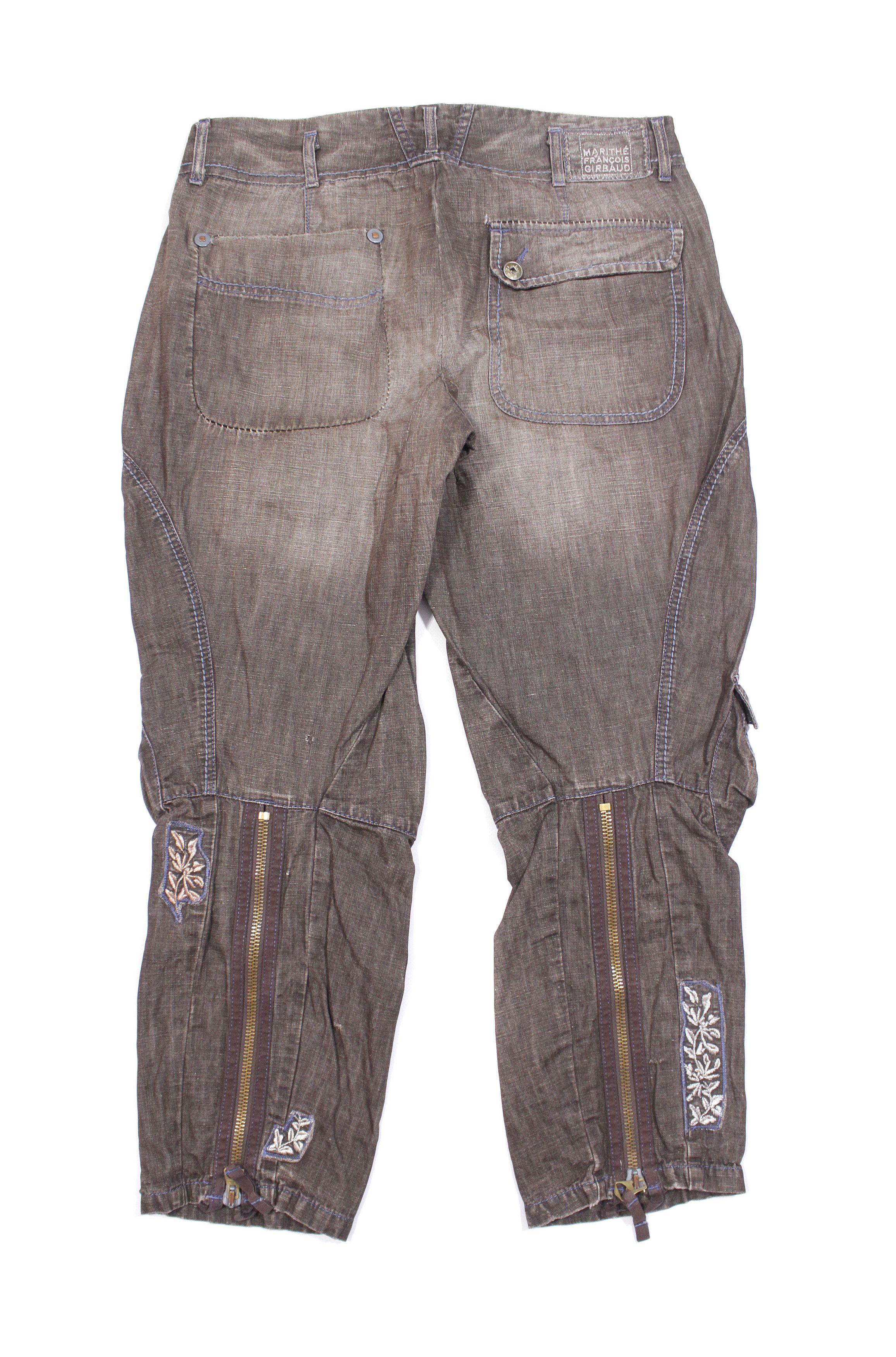 Marithe + Francois Girbaud 90S Cargo Zip Twisted Cropped Pants Vintage Size US 30 / EU 46 - 2 Thumbnail