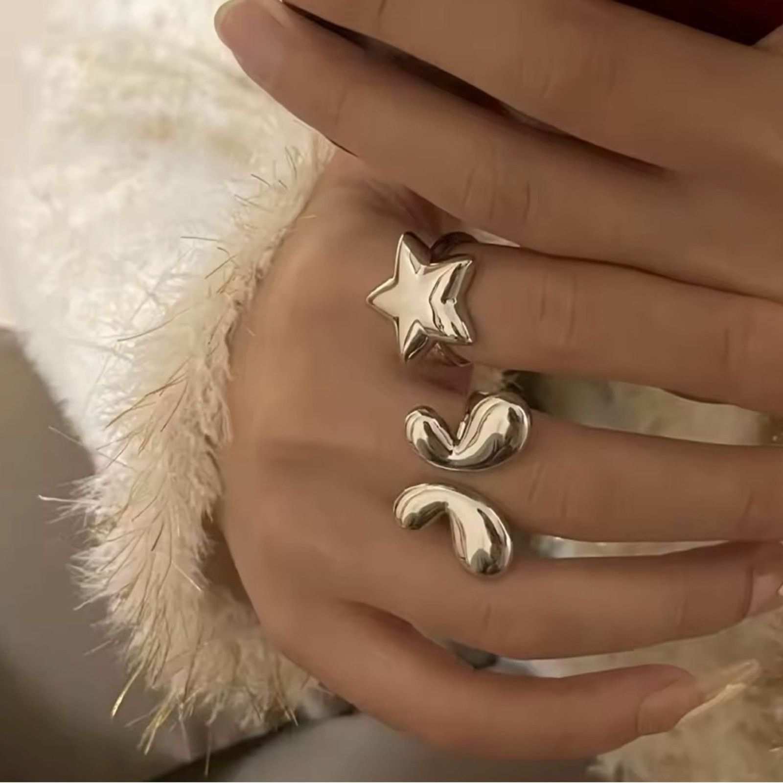 Other Butterfly Star Silver Opening Rings for Women size 7-8 Size ONE SIZE - 4 Thumbnail