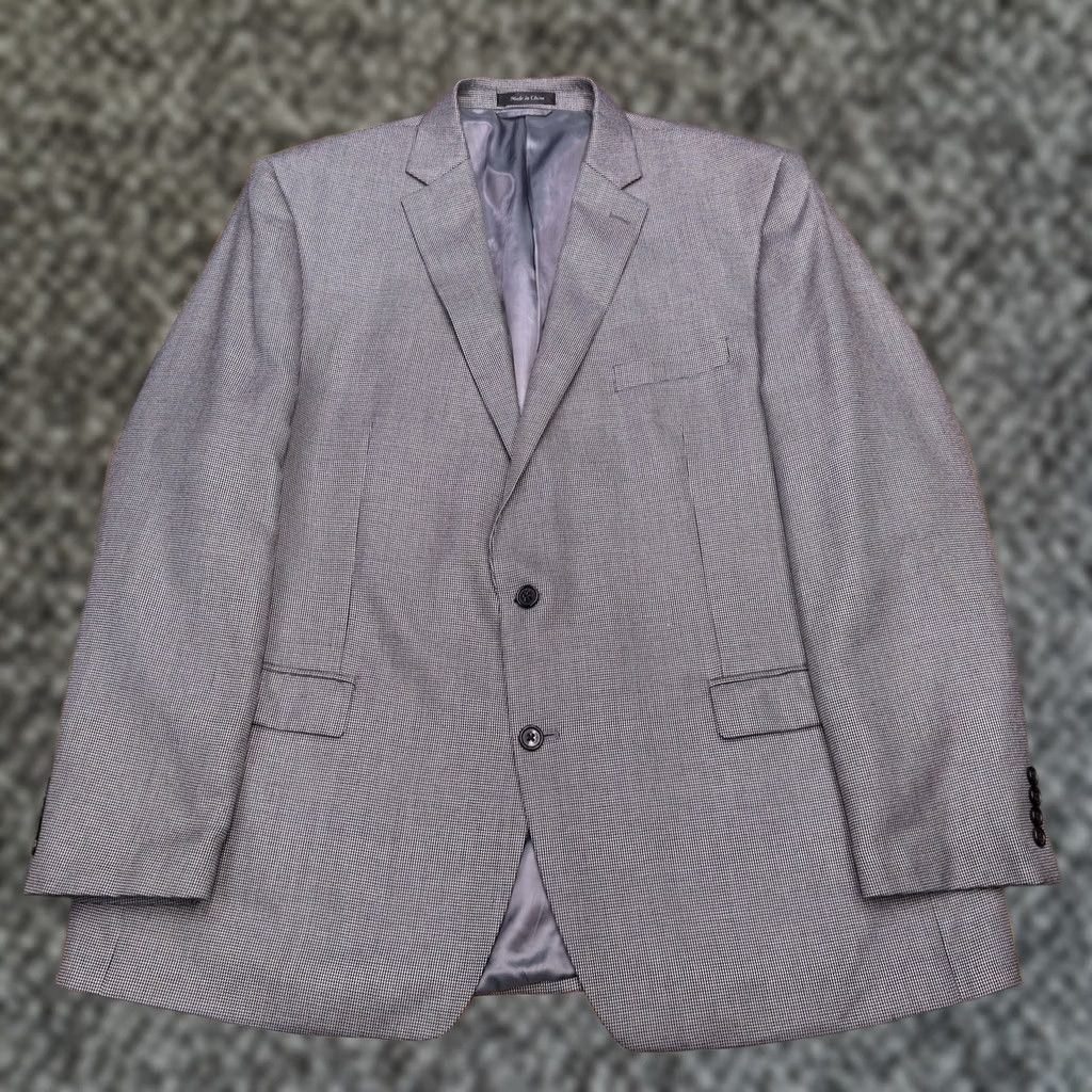 Ralph Lauren Lauren Ralph Lauren Blazer Jacket Long Single-Breasted 2-Button Notch Lapel Gray Polyester Rayon 50 Regular Mens Vintage No Size 50R - 1 Thumbnail