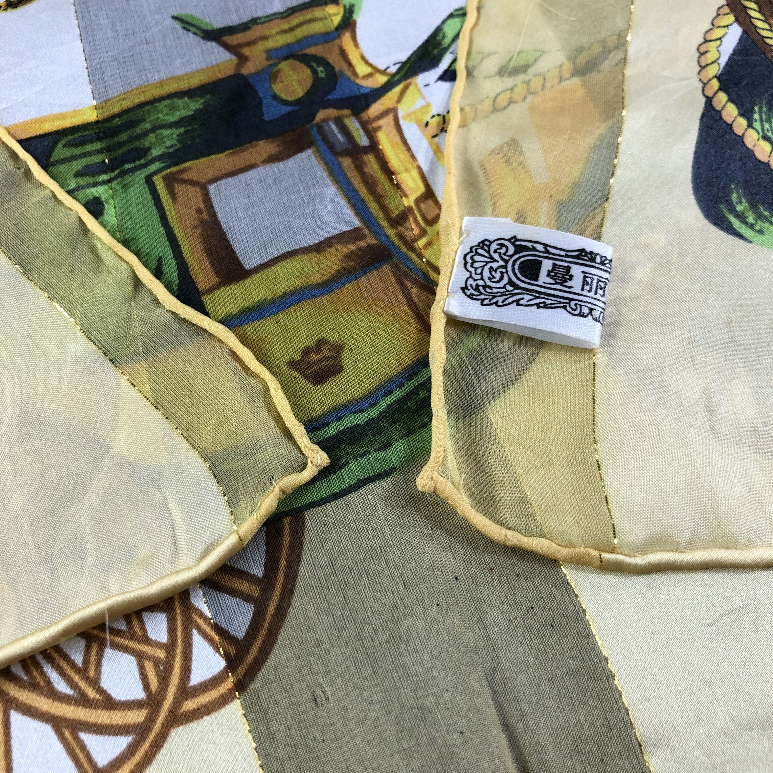 Vintage Vintage Luxury Pocket Watches Hand Rolled Silk Scarf M624 Size ONE SIZE - 3 Thumbnail
