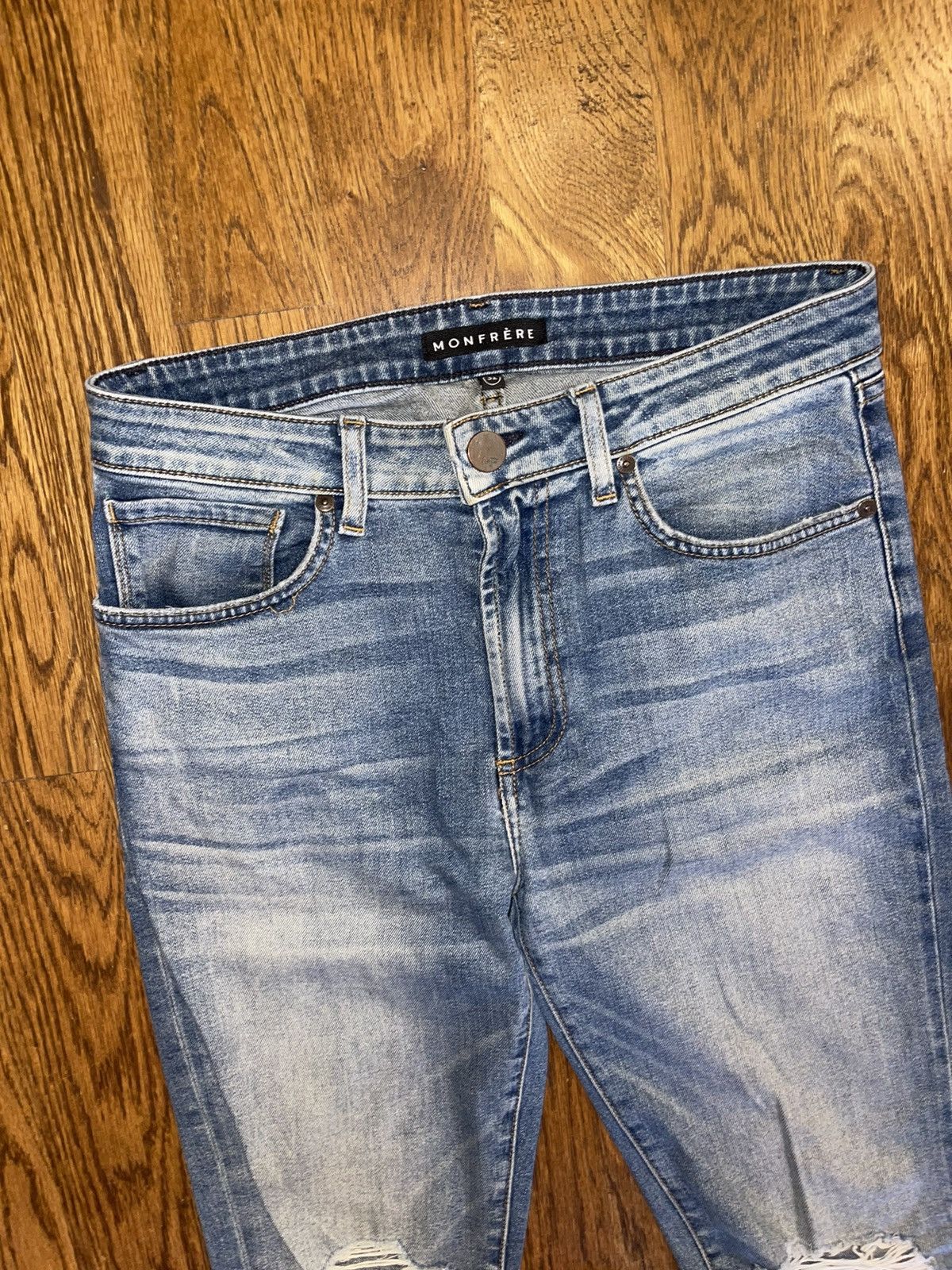 MONFRERE Monfrère Greyson Ripped-Knee Stretch Japanese Skinny Jeans Size US 32 / EU 48 - 3 Thumbnail