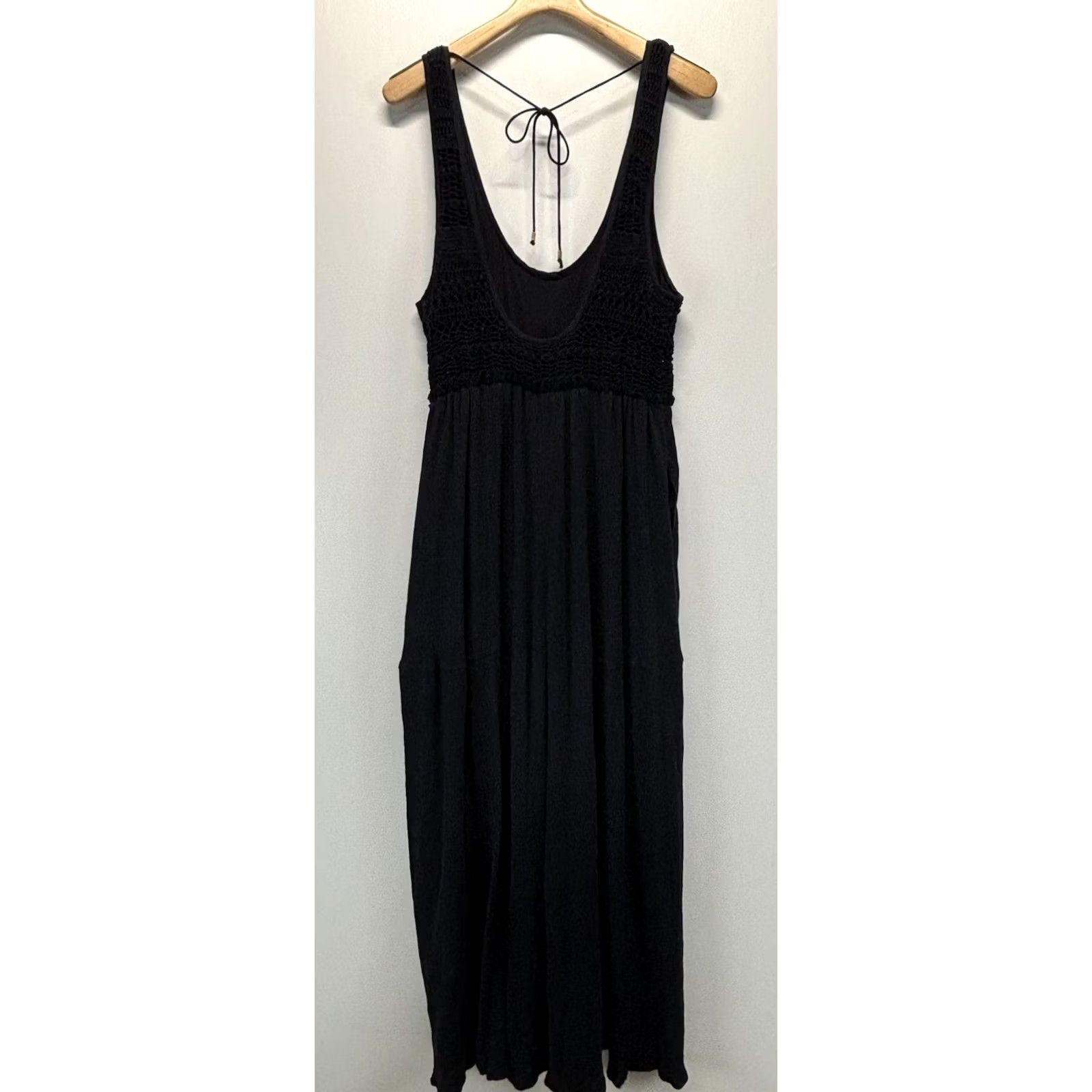 Free People Free People Jumpsuit One-Piece Women’s L Black Crochet Bohemian Sleeveless Wide-Leg Size L / US 10 / IT 46 - 5 Thumbnail