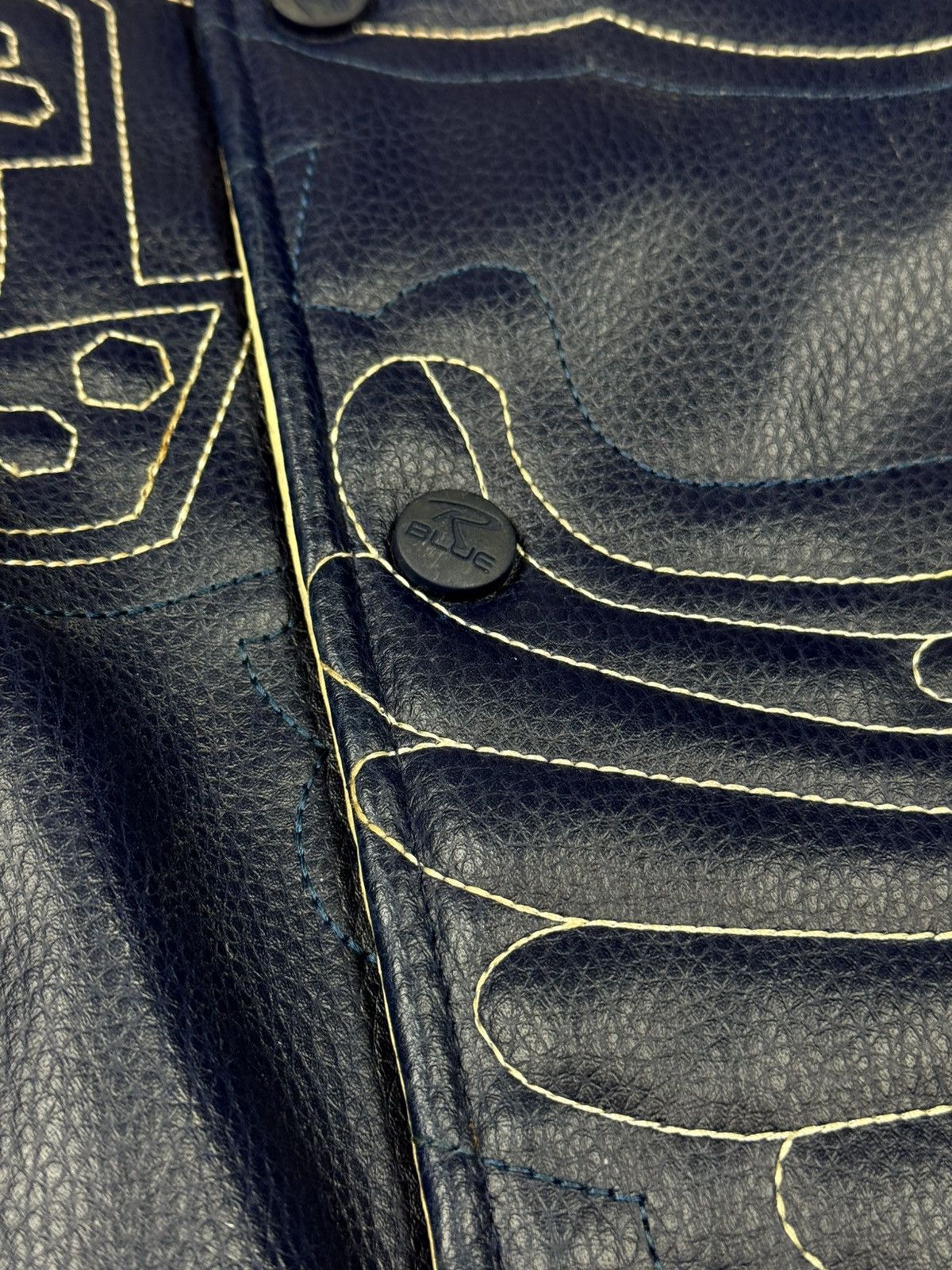 JNCO Raw Blue Ice Man Leather Varsity Jacket Size L Size US L / EU 52-54 / 3 - 22 Thumbnail