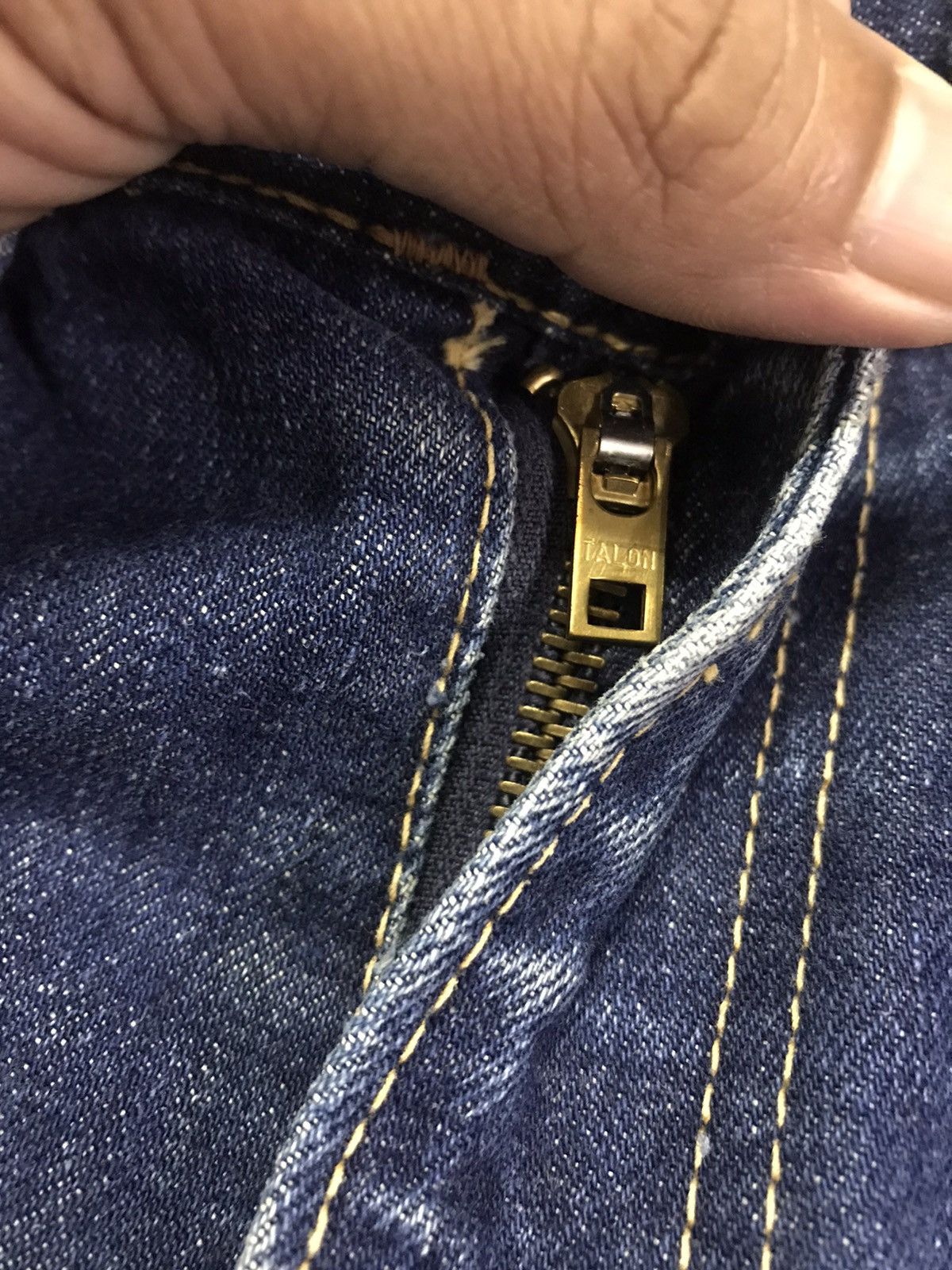 Vintage 🔥🔥Vtg 70s Big John Half Selvedge Rare Distressed Talon Jeans Size US 29 - 7 Thumbnail