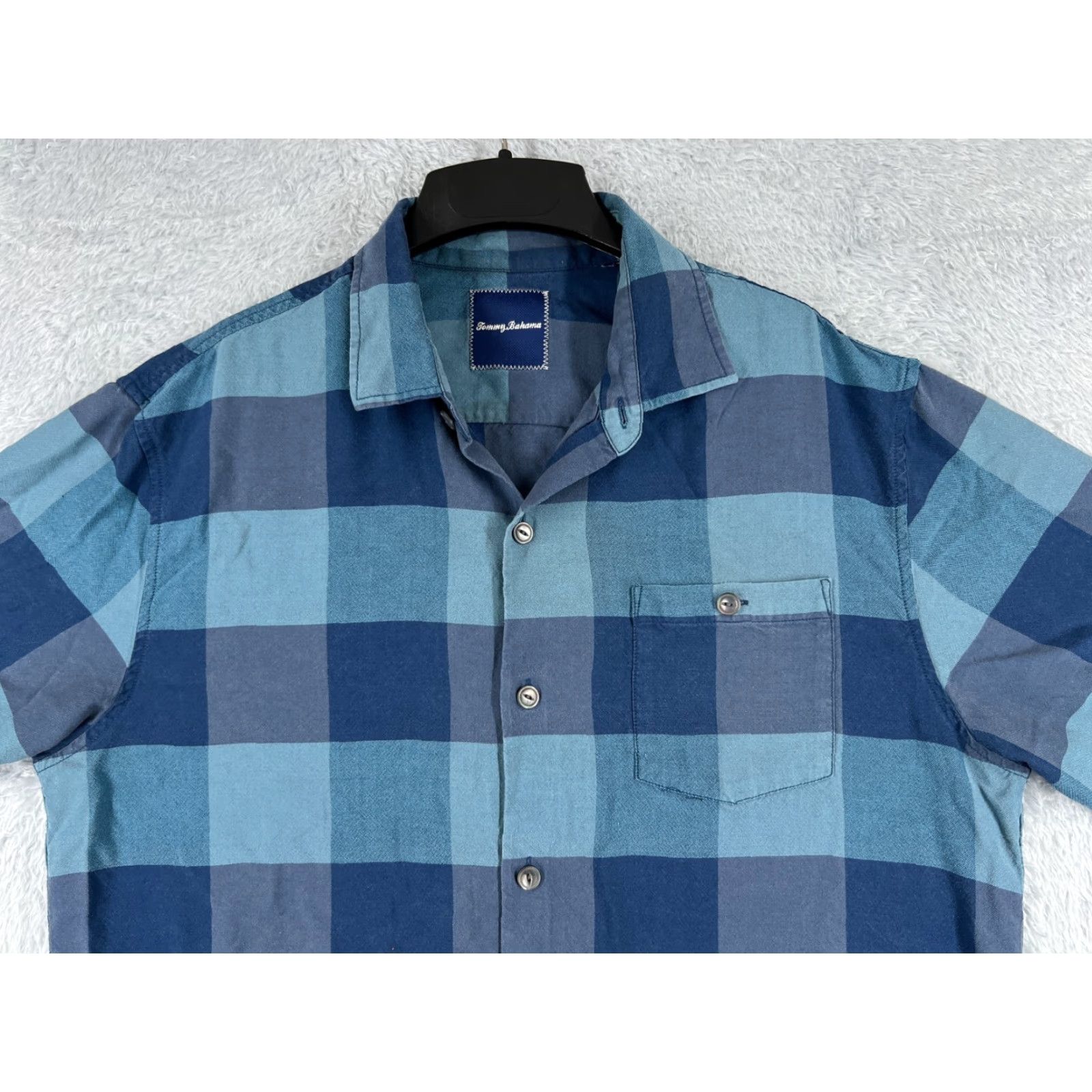 Tommy Bahama VINTAGE Tommy Bahama Shirt Men’s Adult Large Blue Plaid Button-Up Pocket Resort Vacation Aloha Hawaiian Tropical Beach Size US L / EU 52-54 / 3 - 4 Thumbnail