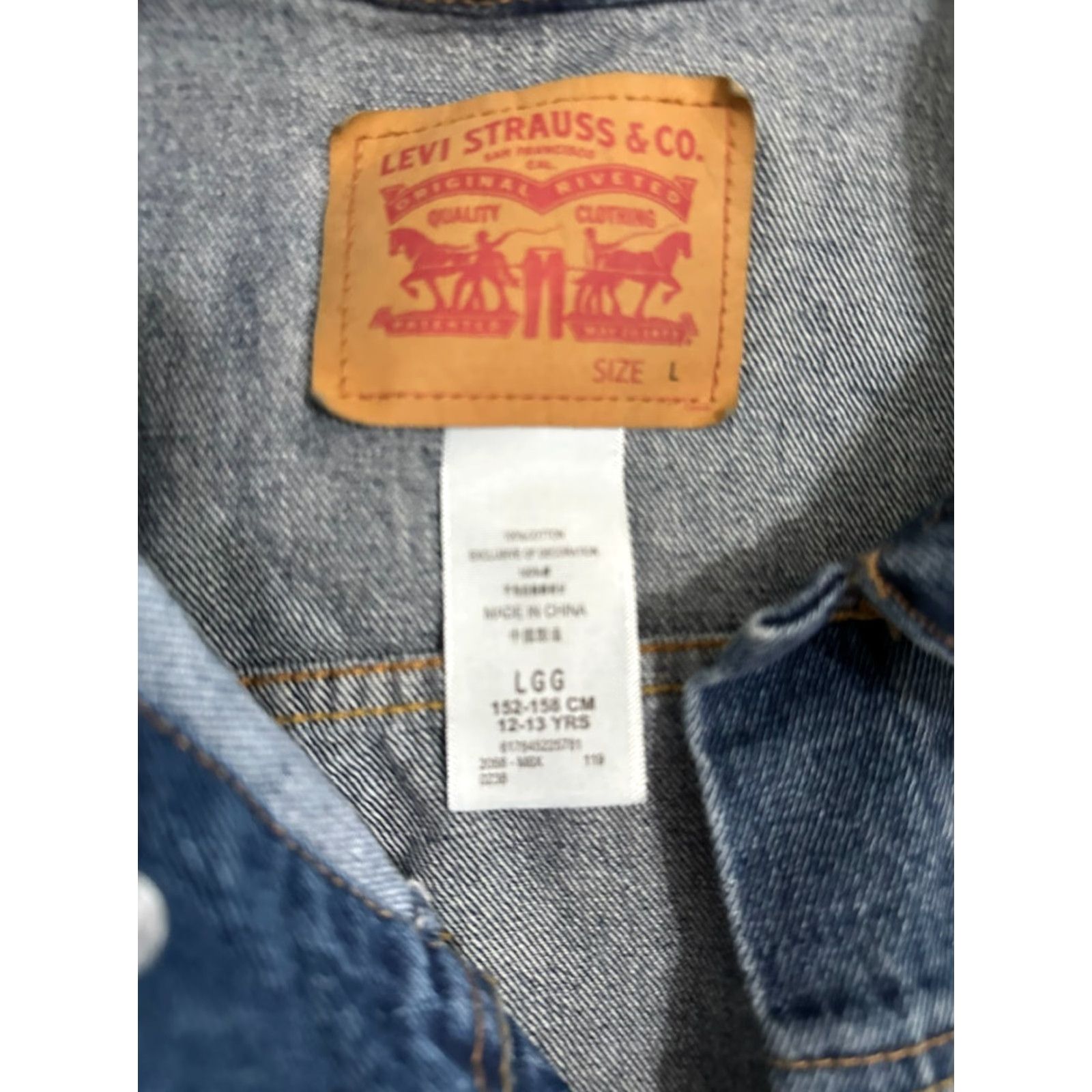 Levi's VINTAGE Levi’s Denim Jean Button Up Jacket Teens L Blue Button Levi’s Made & Crafted All Seasons Size US 33 - 2 Thumbnail