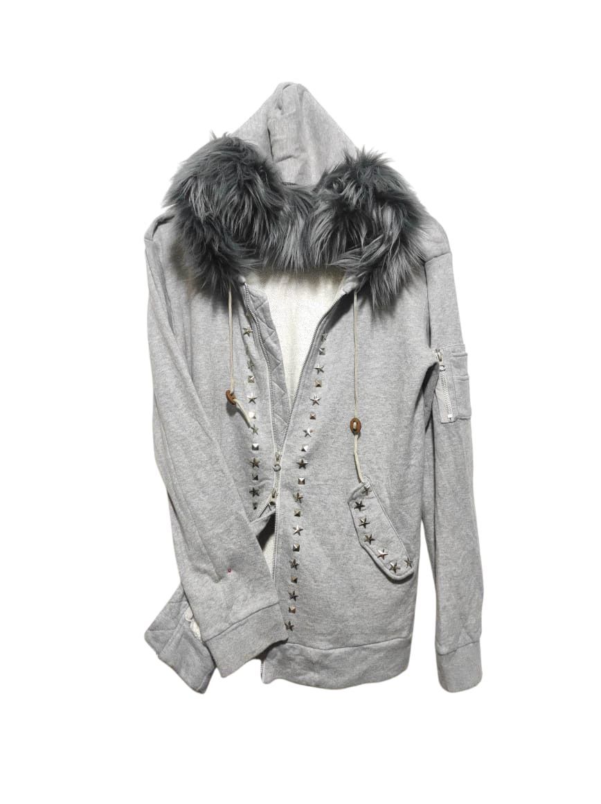 KEITAMARUYAMA Keita Maruyama Studded double Zip Fur Hoodie LGB i6w9 style Size US S / EU 44-46 / 1 - 1 Thumbnail