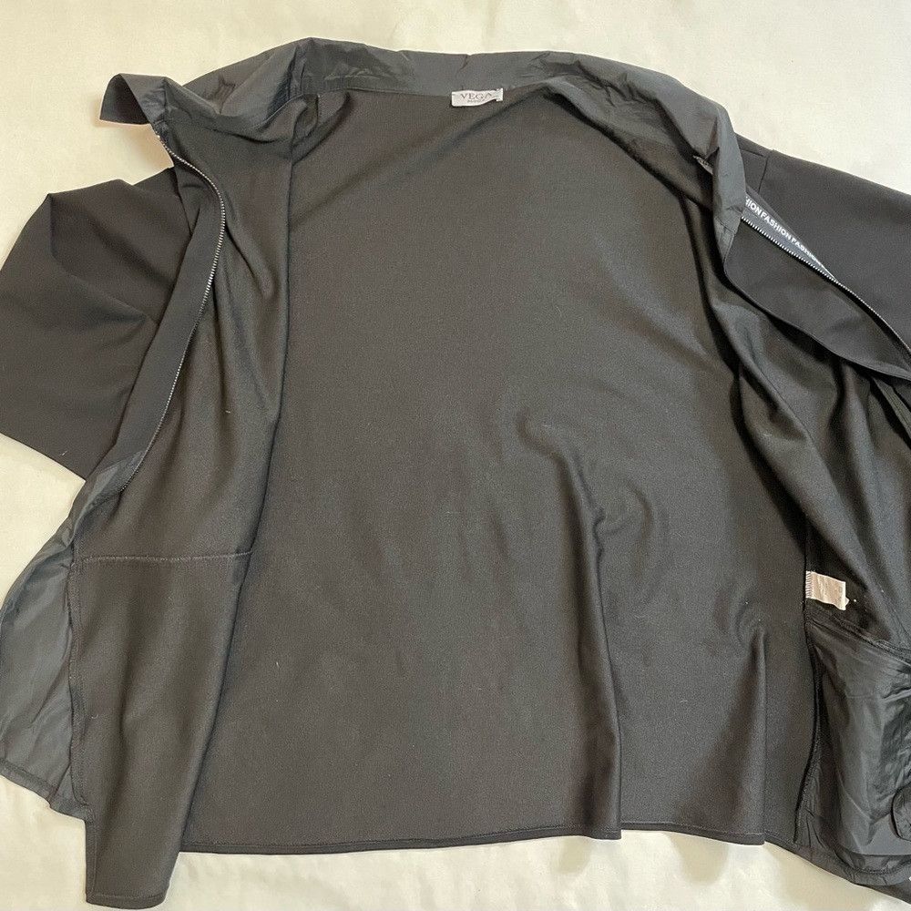 Other Vega Moda Black Cotton Asymmetrical Hem Zip Cardigan Jacket Size XL / US 12-14 / IT 48-50 - 5 Thumbnail