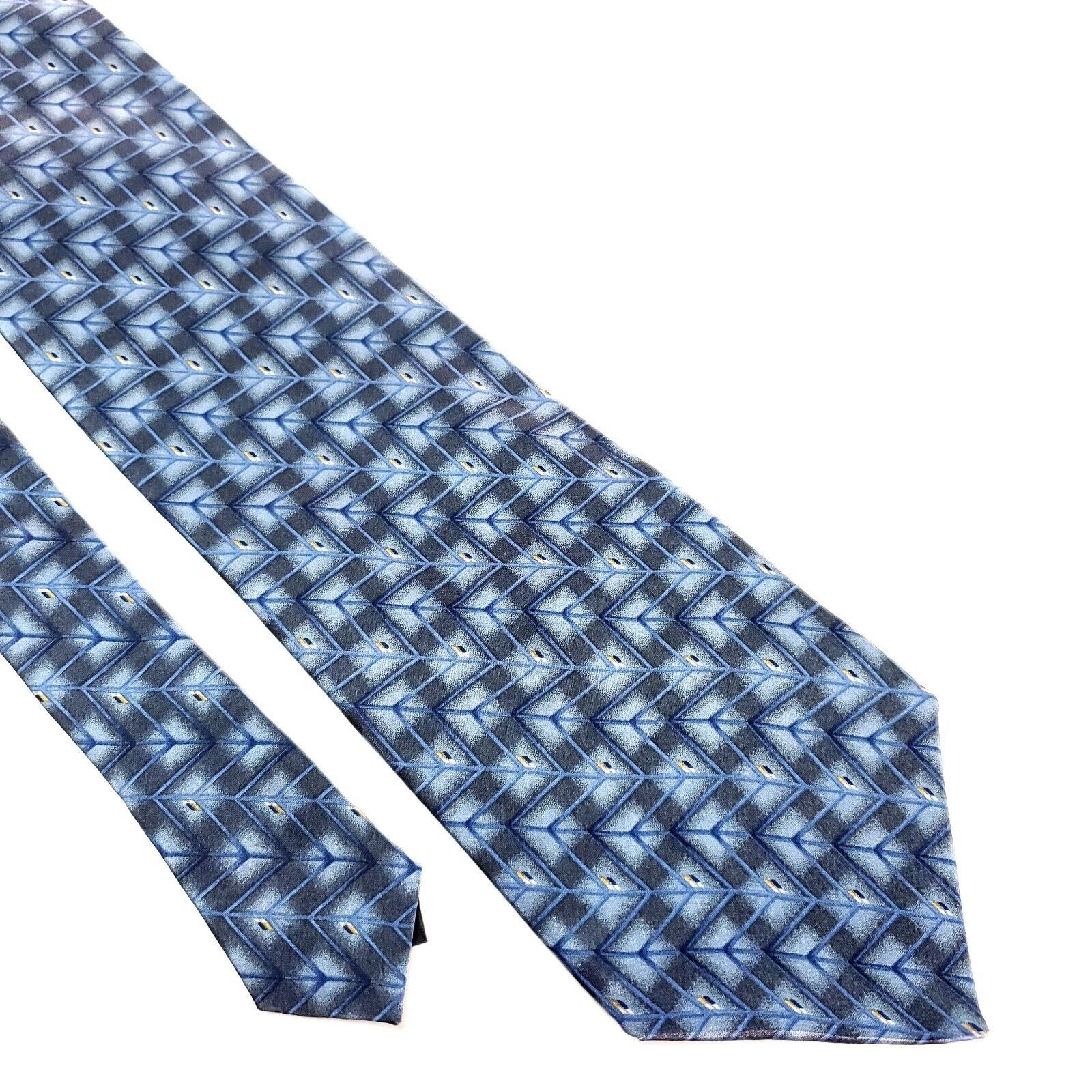 Bill Blass Bill Blass Silk Tie Print Blue Short Wide Geometric Size ONE SIZE - 1 Thumbnail