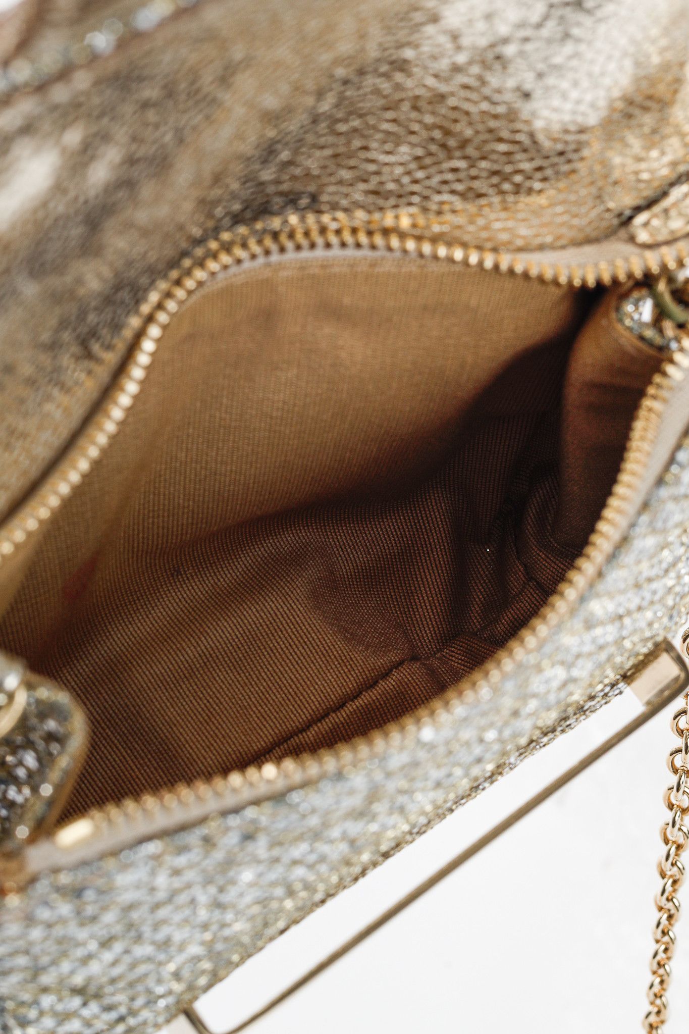 Jimmy Choo Jimmy Choo Caro Champagne Glitter Fabric Clutch Size ONE SIZE - 10 Thumbnail