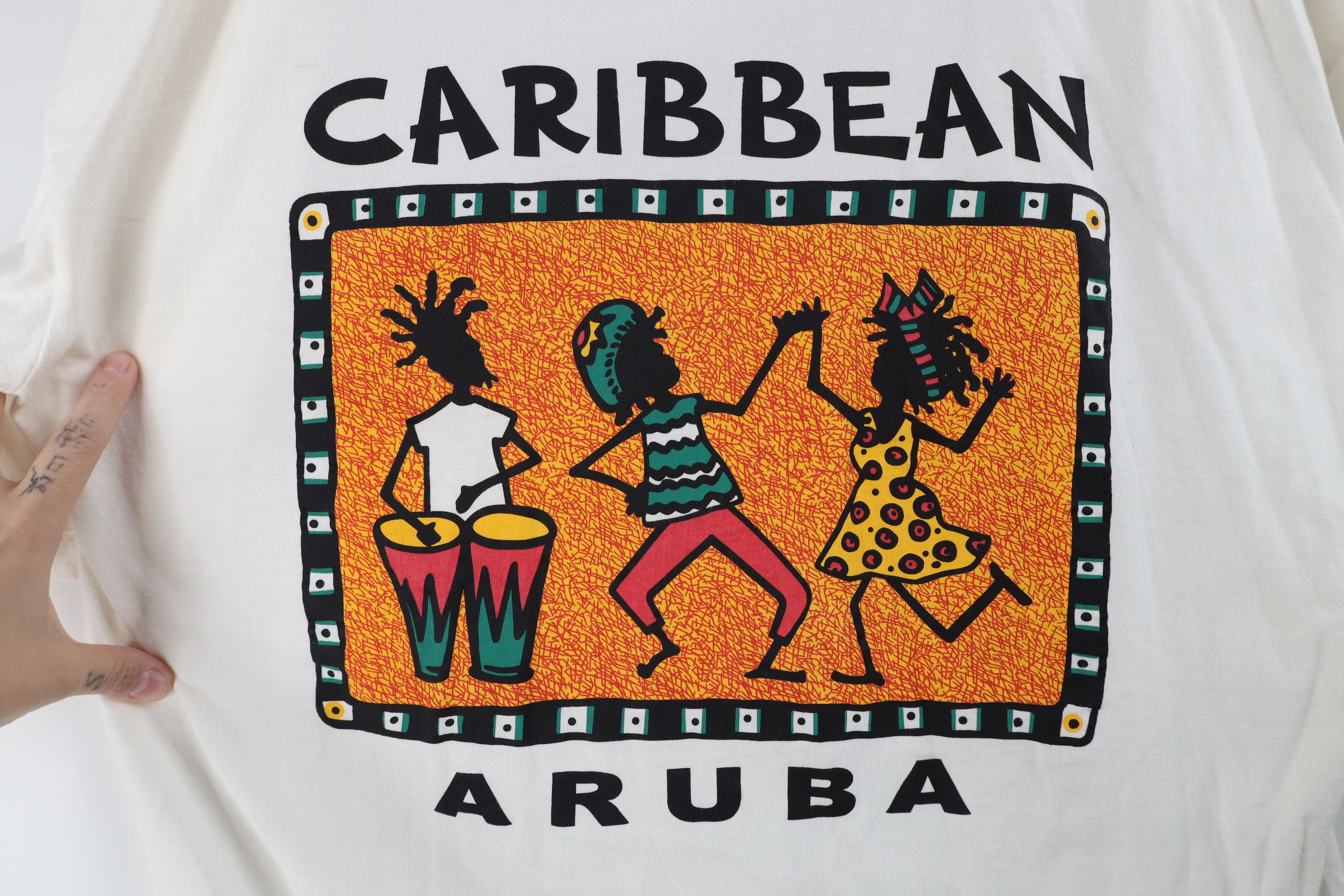 Vintage Vintage 90s Streetwear Caribbean Aruba Rastaman T-Shirt Size US XXL / EU 58 / 5 - 4 Thumbnail