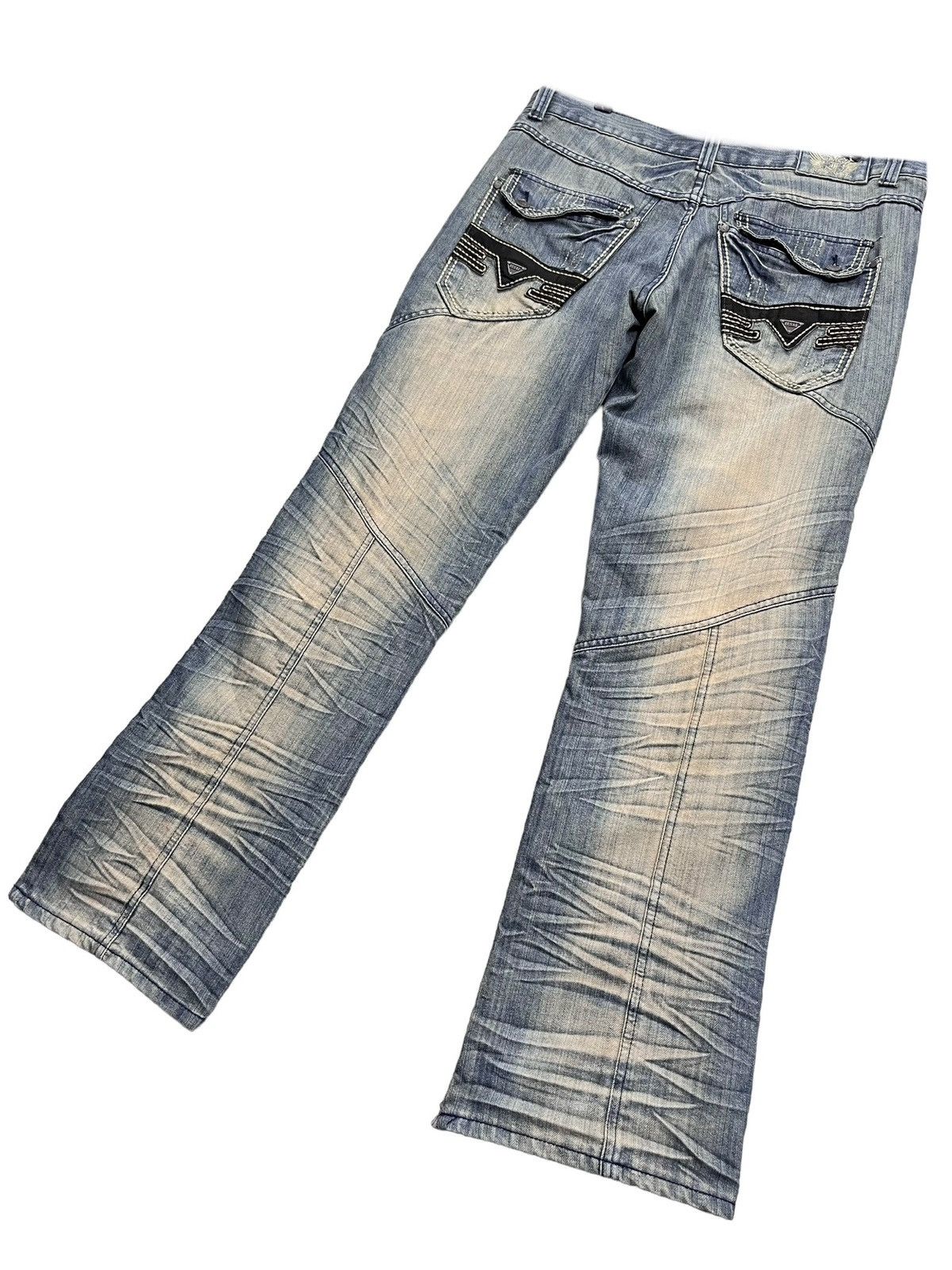 🔥Vintage FUSAI Mud Wash 3D Whisker Claw Mark Easy Fit Denim