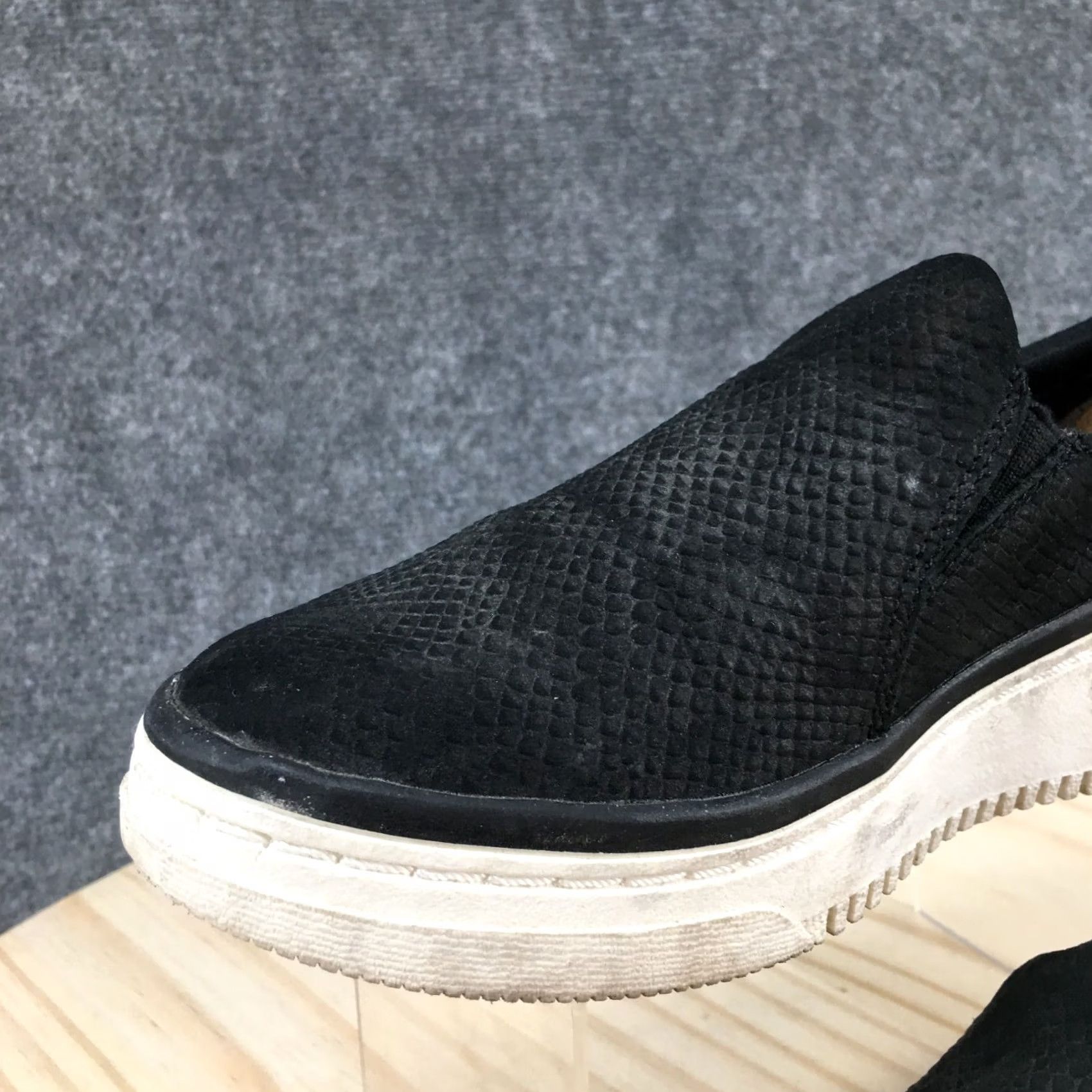 Vintage Dr Scholl's Sneakers Womens 7.5M Black Everywhere Platform Slip On Snake Embossed Shoes Casual Size US 8 / IT 38 - 6 Thumbnail