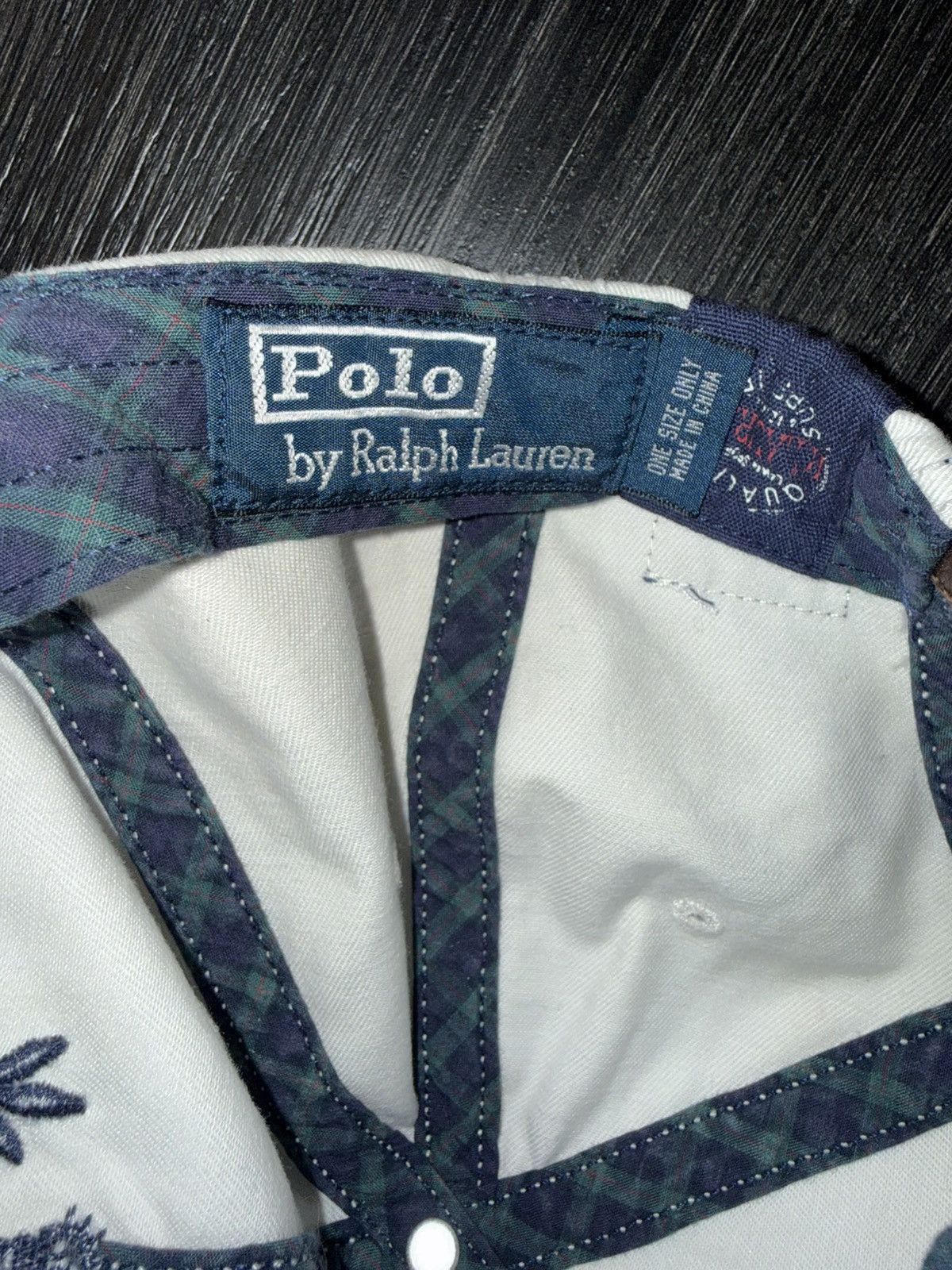 Polo Ralph Lauren Vintage Polo Ralph Lauren Strapback Hat Cream Navy Leather Size ONE SIZE - 6 Thumbnail