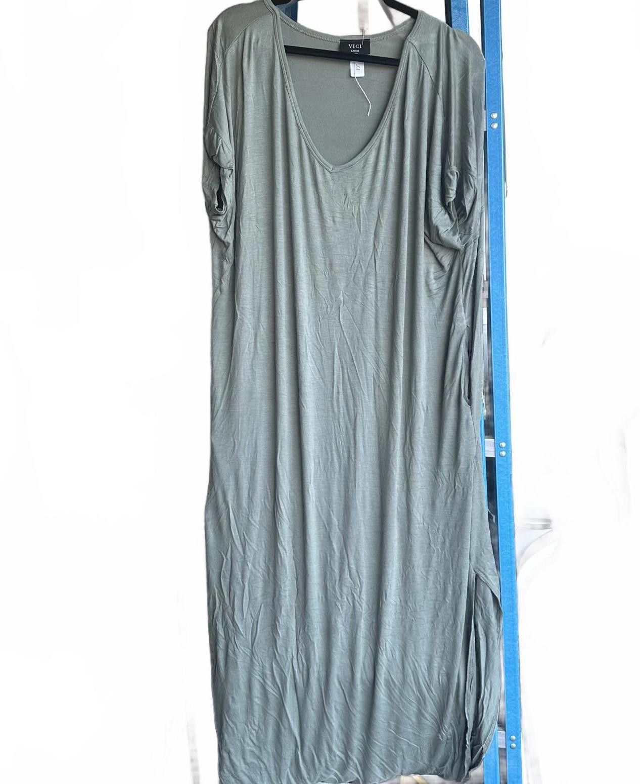 Designer Vici large Chic Olive Green Maxi Dress Size L / US 10 / IT 46 - 1 Preview