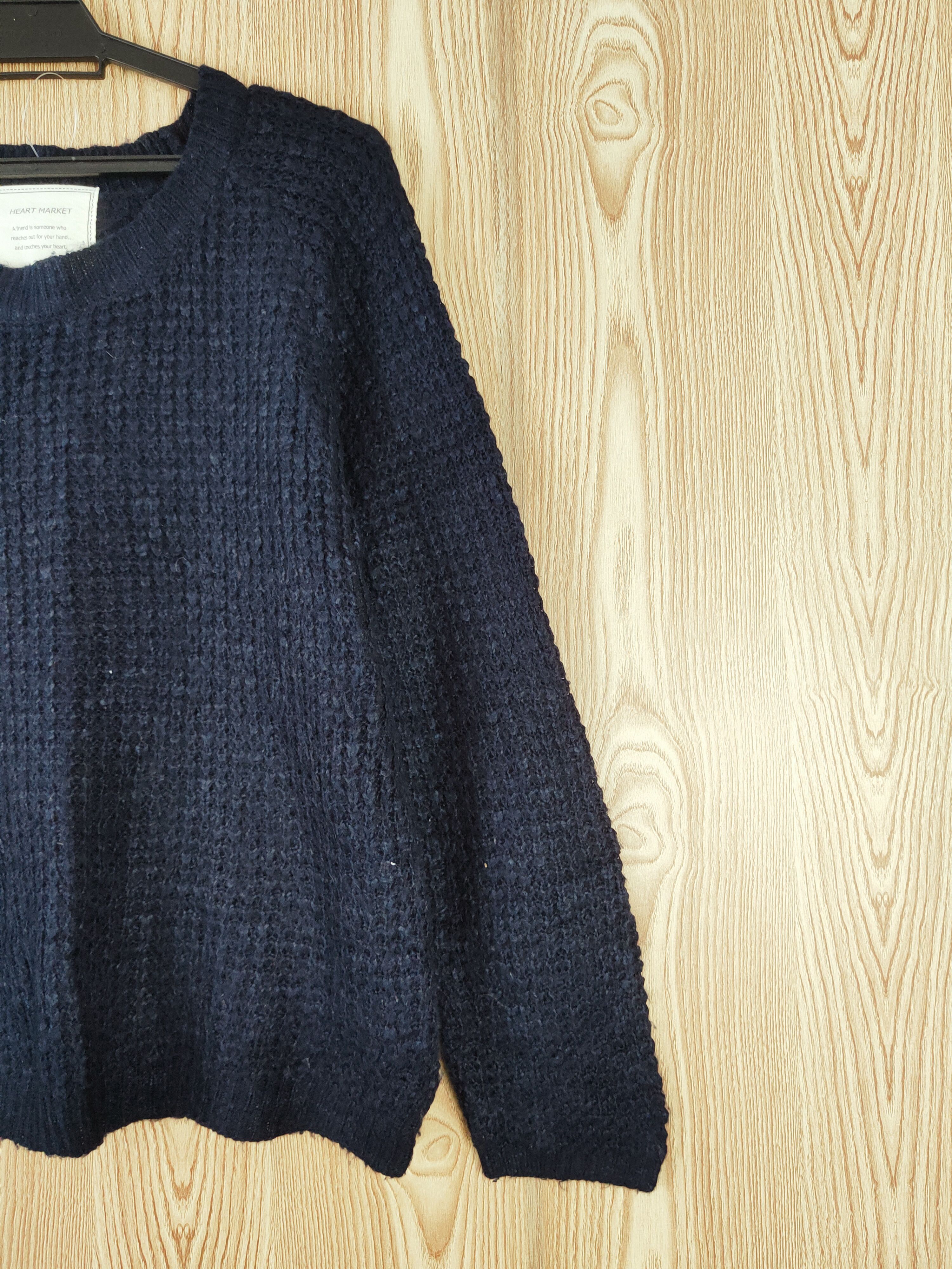 Japanese Brand × Vintage Heart Market Navy Knitwear Sweatshirts #W673 Size L / US 10 / IT 46 - 6 Thumbnail