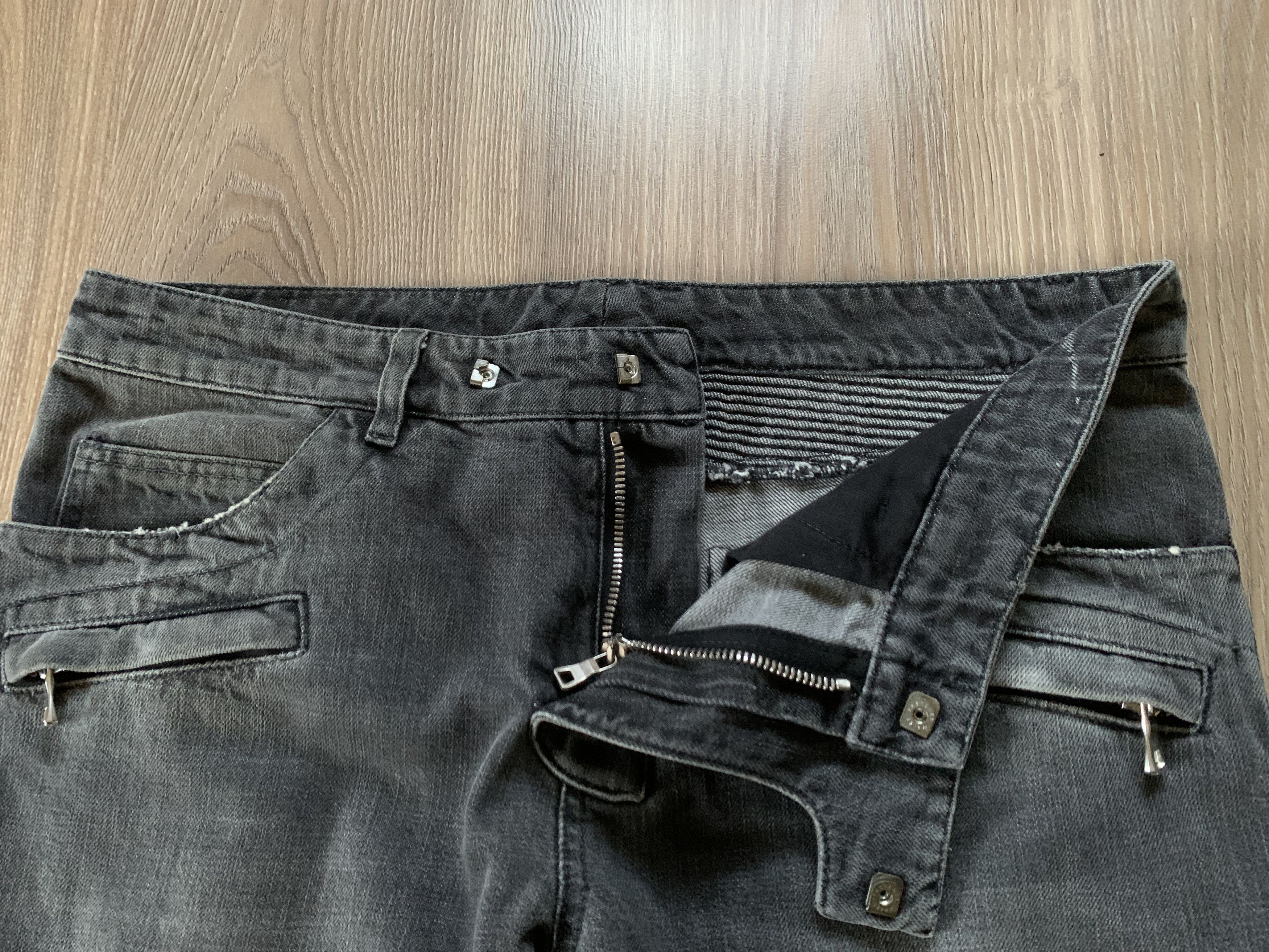 Balmain × Pierre Balmain Balmain Dark Grey Ribbed Biker Jeans Size US 32 / EU 48 - 6 Thumbnail