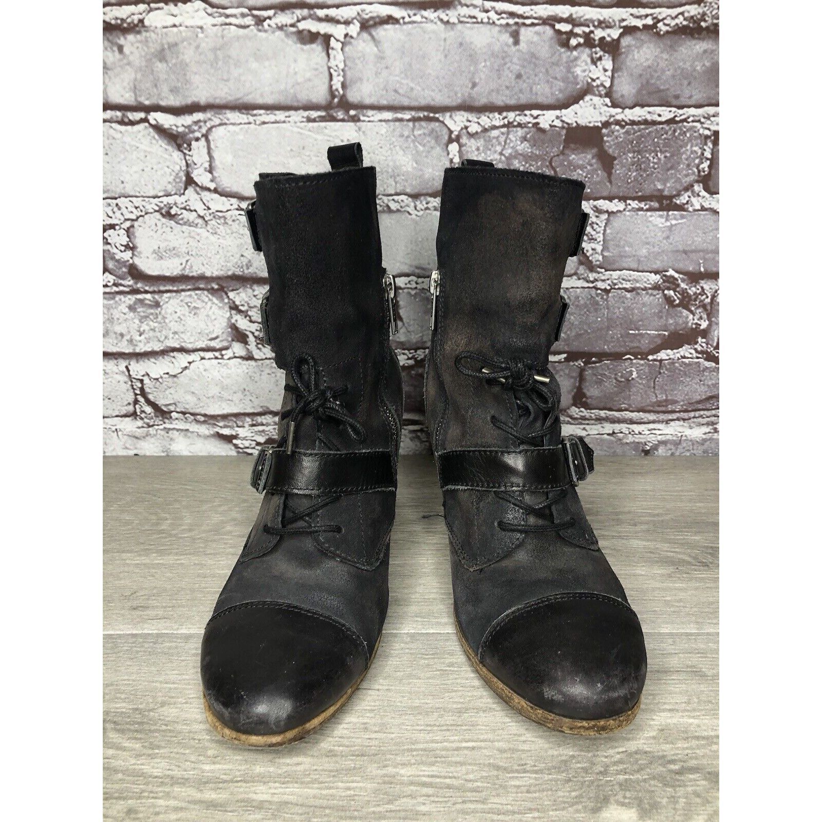 Allsaints AllSaints Spitalfields Jacks Place Black Leather Zip Heel St Size US 7.5 / IT 37.5 - 10 Thumbnail