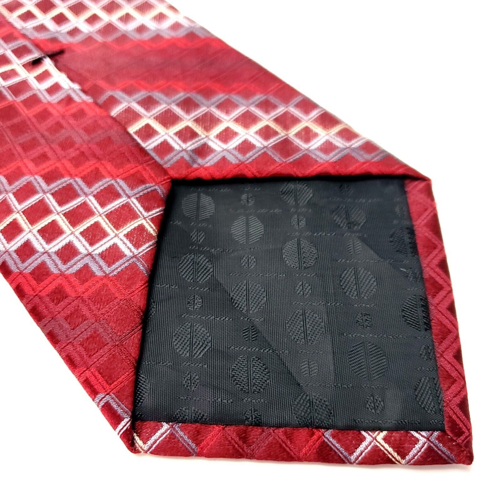 Perry Ellis Perry Ellis Portfolio Red Silk Tie Woven Check Regimental Size ONE SIZE - 4 Thumbnail