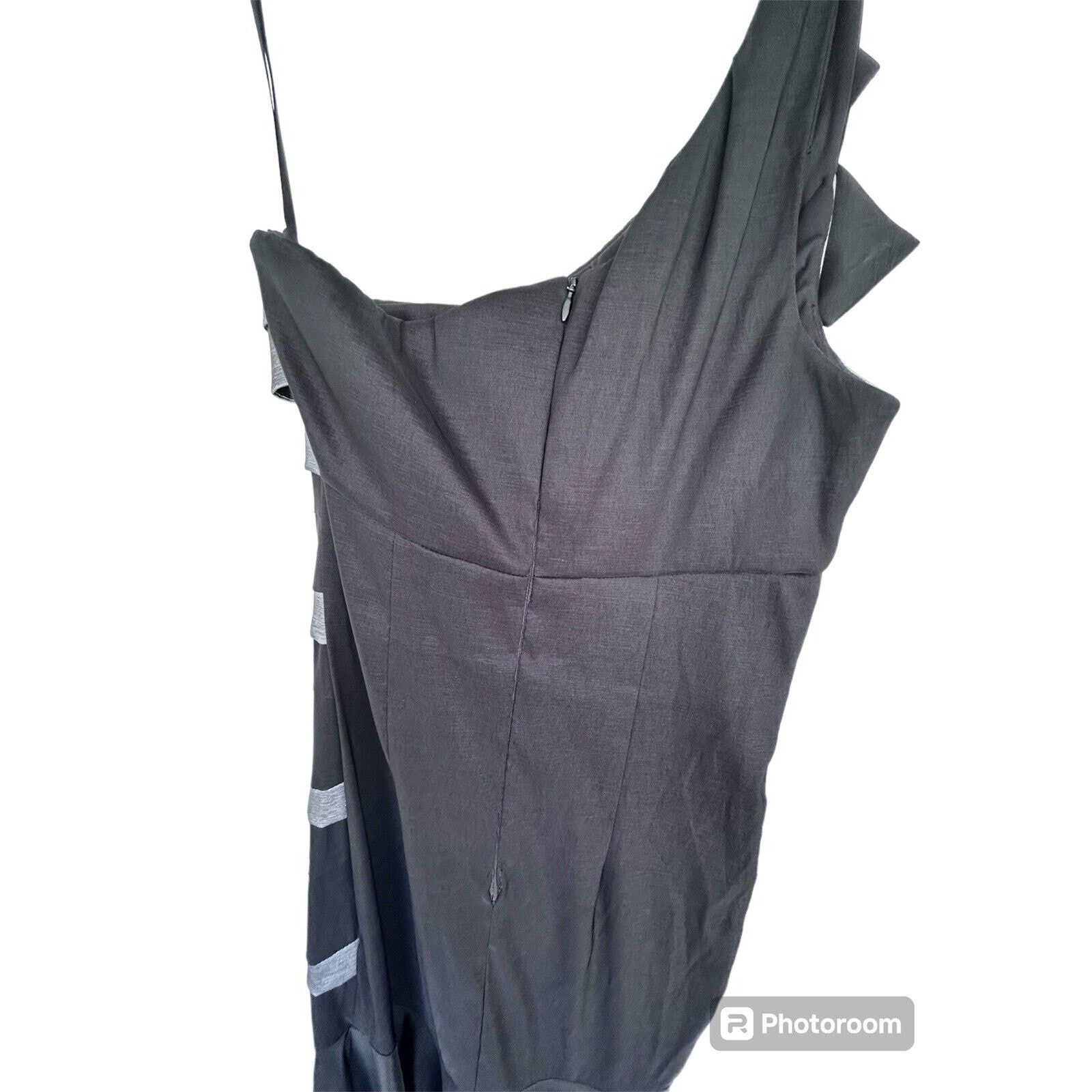 Other Betsy & Adam Black Gray Stretch One Shoulder Mermaid Gown 8 Size M / US 6-8 / IT 42-44 - 16 Thumbnail
