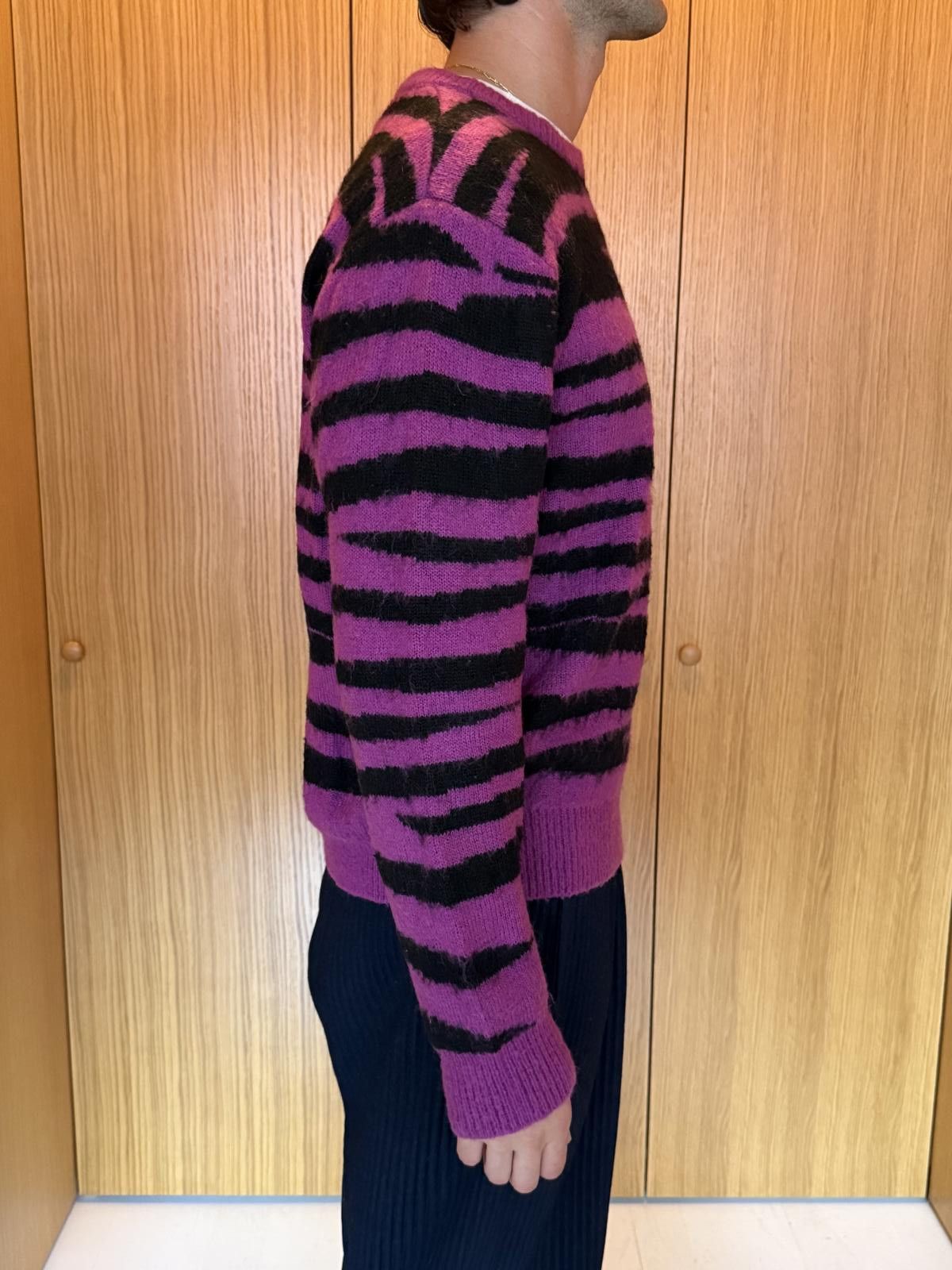 Stussy Stüssy Men's Sweater Purple and Black Striped Pattern Size US M / EU 48-50 / 2 - 3 Thumbnail