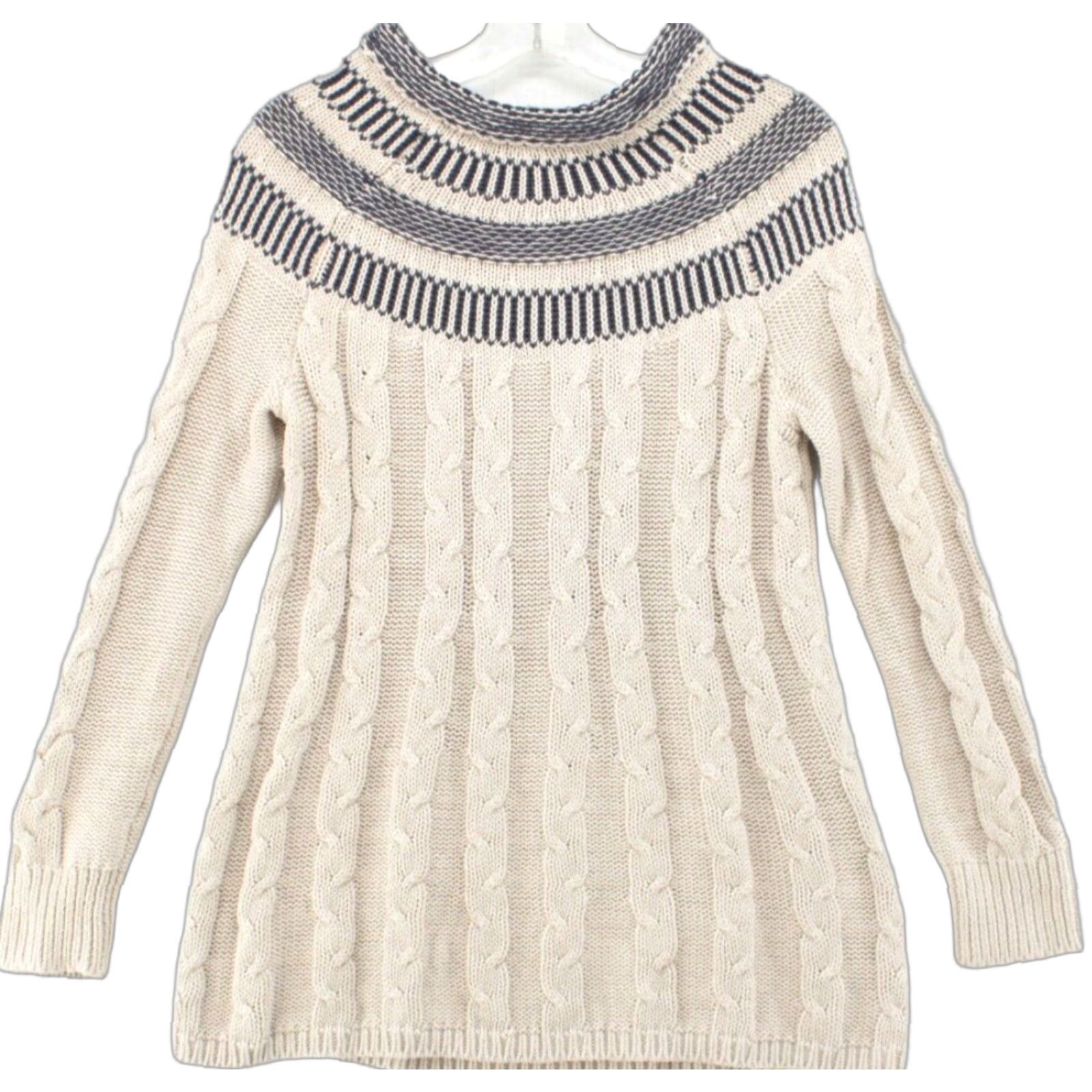 Market Market & Spruce Nordic Sweater Women's Small Beige Chunky Fair Isle Cable Knit Size S / US 4 / IT 40 - 1 Thumbnail