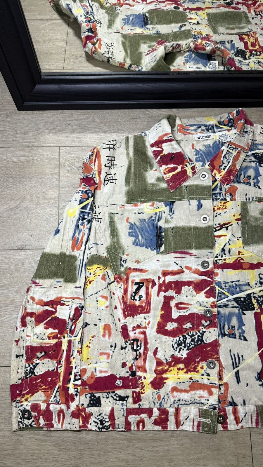 Hysteric Glamour Vintage 1990s Units Abstract All Over Print Button Up Size US XL / EU 56 / 4 - 4 Thumbnail