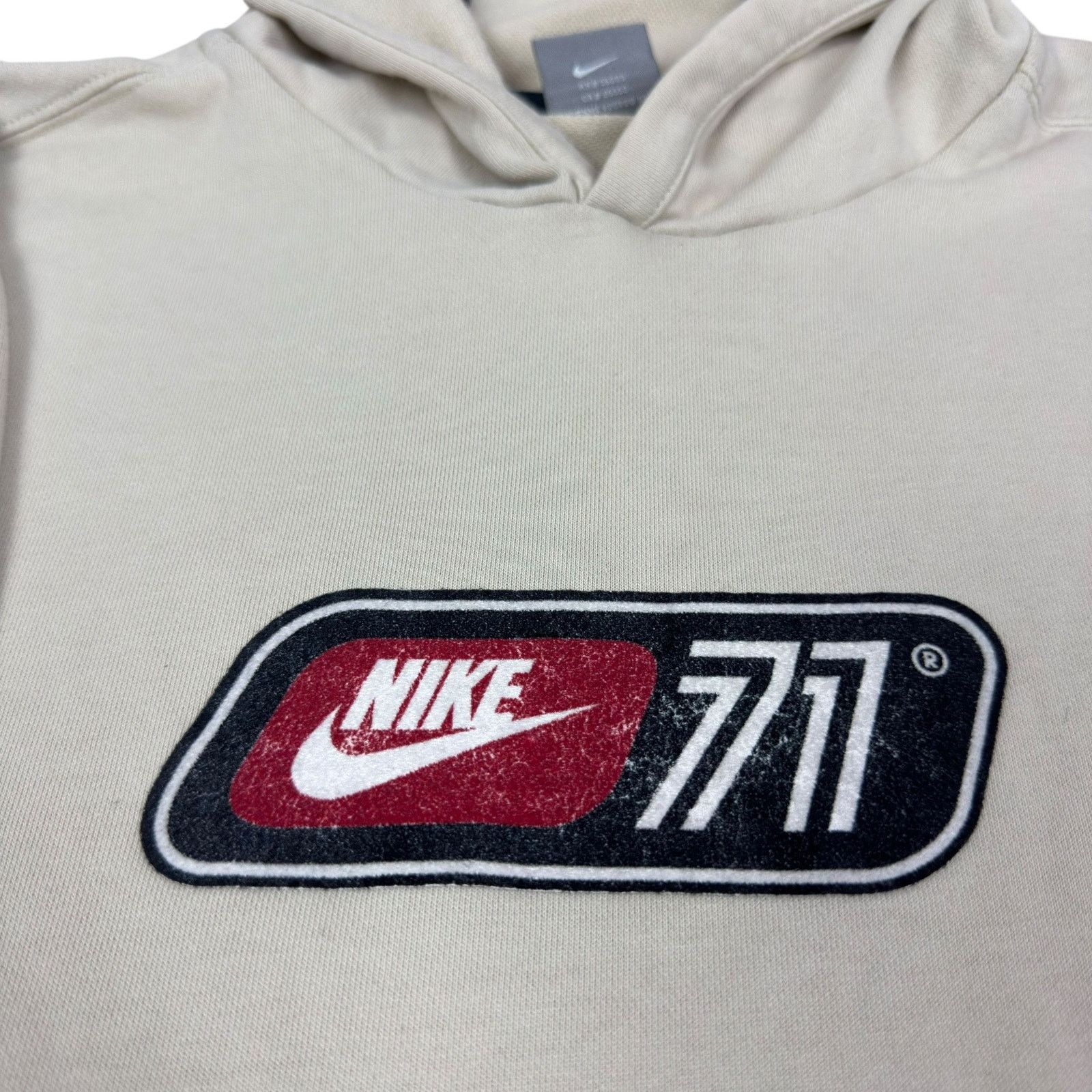 Japanese Brand × Nike × Vintage Nike 77 Mens Beige Cotton Short Sleeve Pullover Hoodie XL Size US XL / EU 56 / 4 - 3 Thumbnail