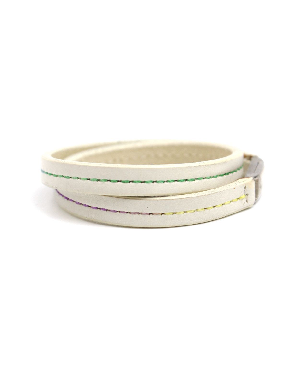 Hysteric Glamour 2000S JAPANESE MADE WHITE LEATHER WRAP BRACELET BOX CLASP Size ONE SIZE - 3 Thumbnail