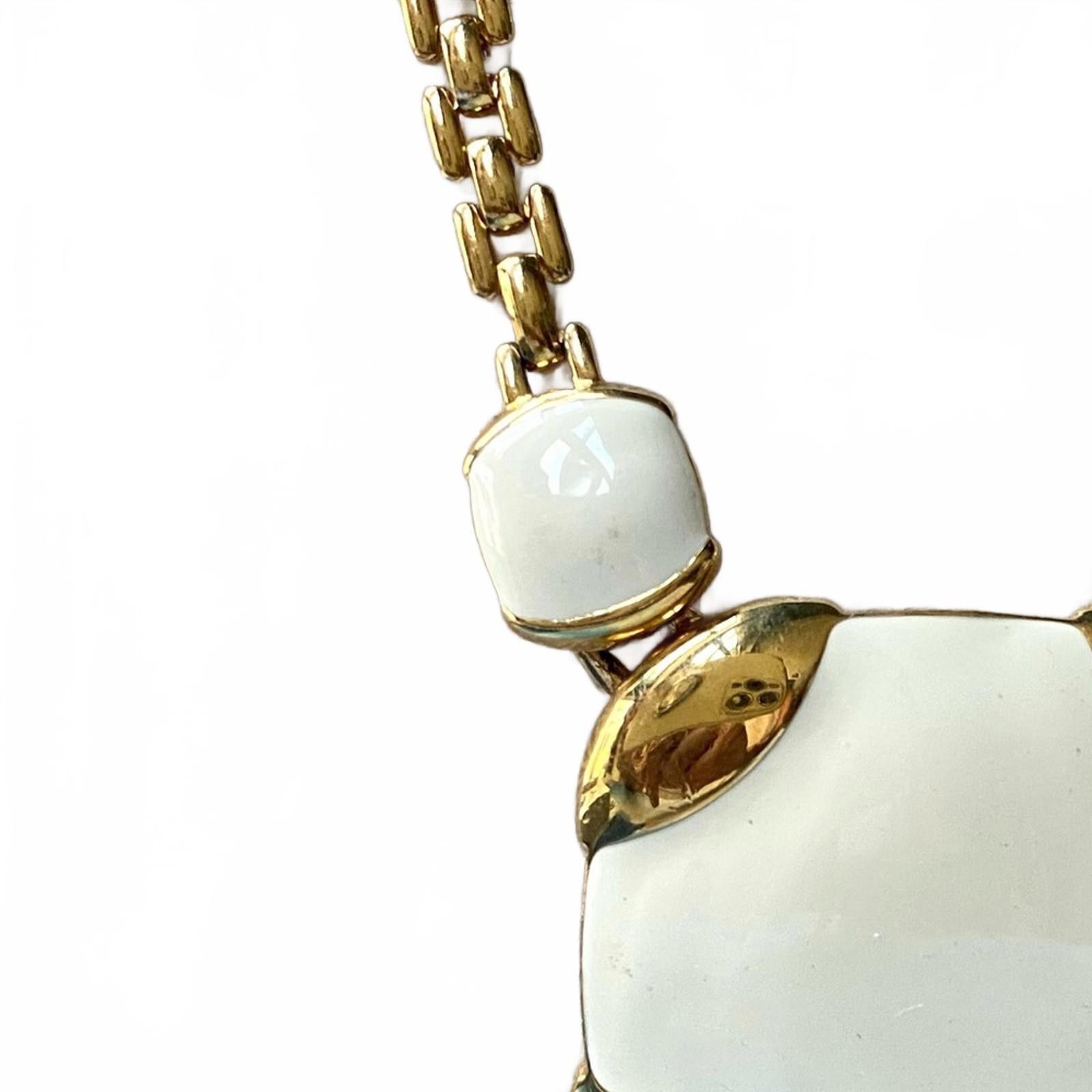 Monet Vintage Monet White Enamel Gold Tone Statement Necklace Size ONE SIZE - 6 Thumbnail