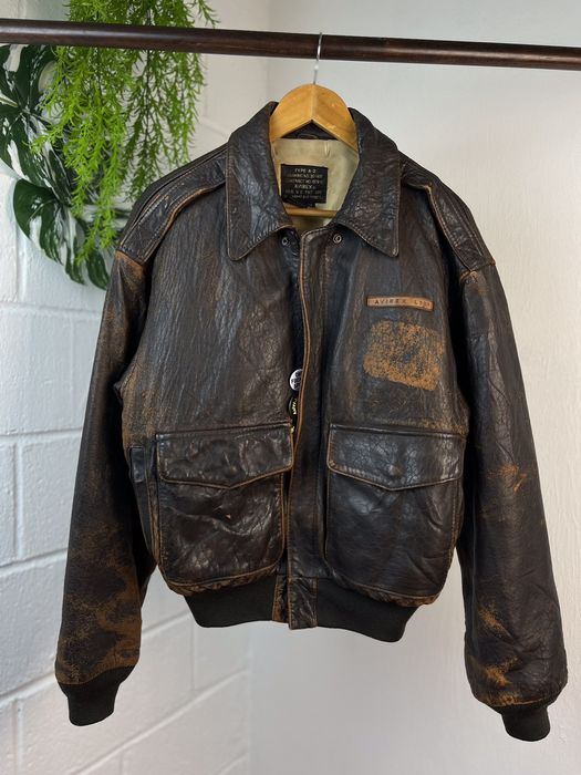 Avirex 1990 Avirex Sack Time Leather Jackey | Grailed