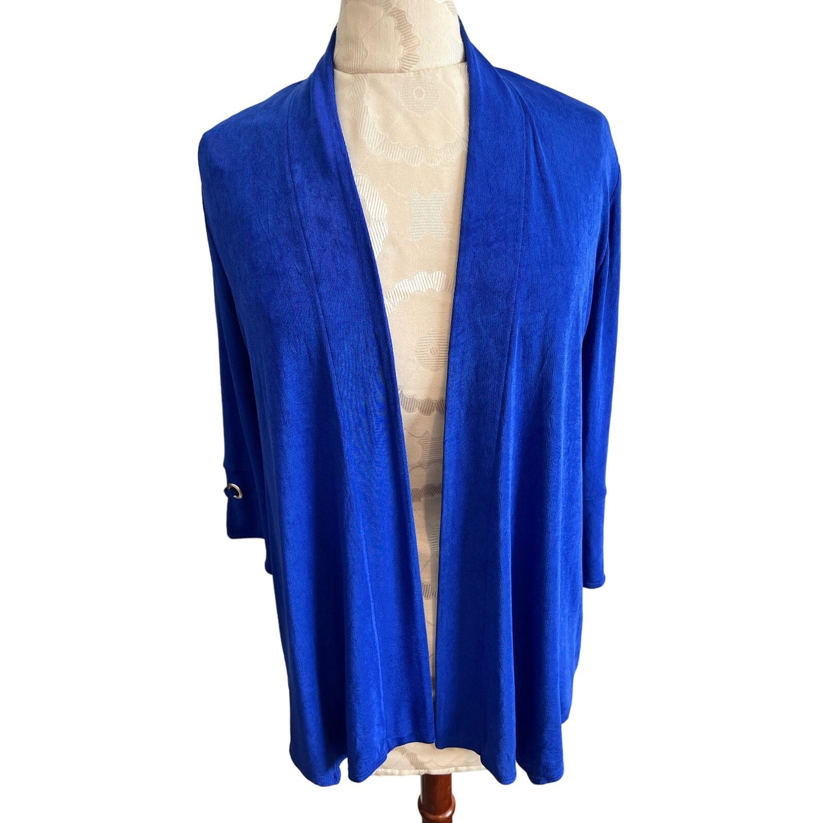 Chicos Chicos Travelers Royal Blue 3/4 Sleeve Cardigan OP (US S/4) Size S / US 4 / IT 40 - 1 Thumbnail