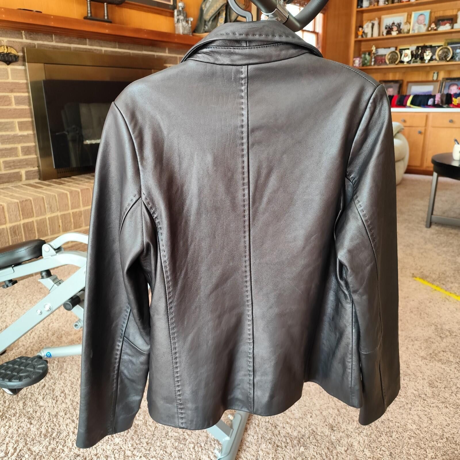 Apt. 9 apt .9 Women's Blazer Black Lambskin Leather Size M Size M / US 6-8 / IT 42-44 - 3 Thumbnail