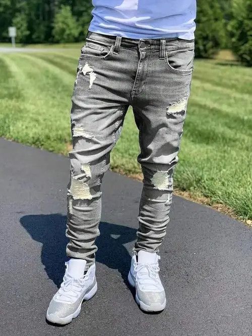 Jean Skinny stacked distressed slim jeans Size US 32 / EU 48 - 1 Thumbnail