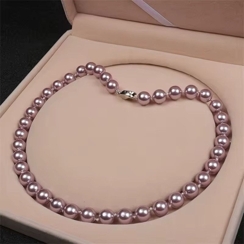 Vintage Luxury Shine Lilac Pearls Necklace Chain Size ONE SIZE - 1 Thumbnail
