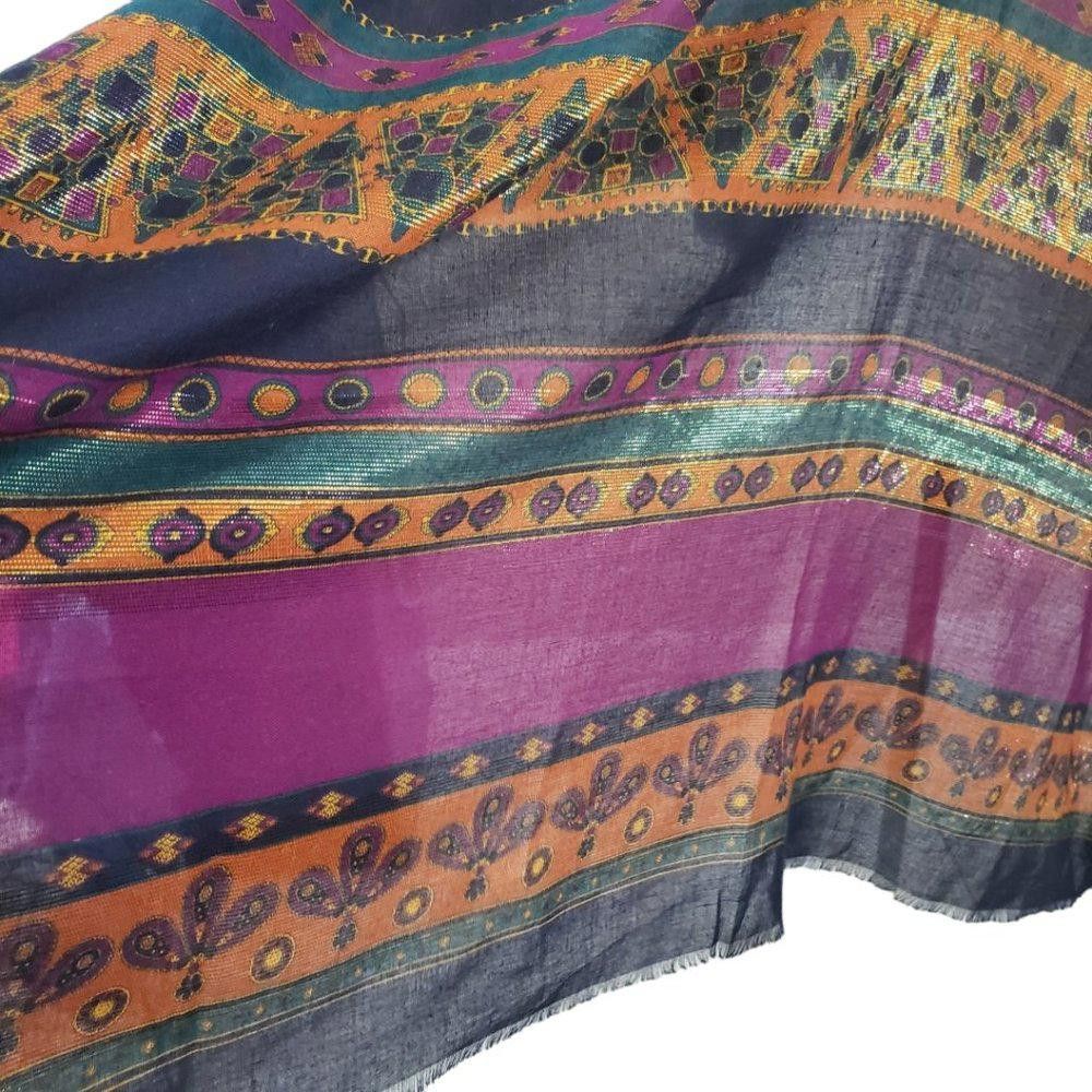 Designer CT836 Indian Motif Sheer Shawl/Wrap Size ONE SIZE - 5 Thumbnail