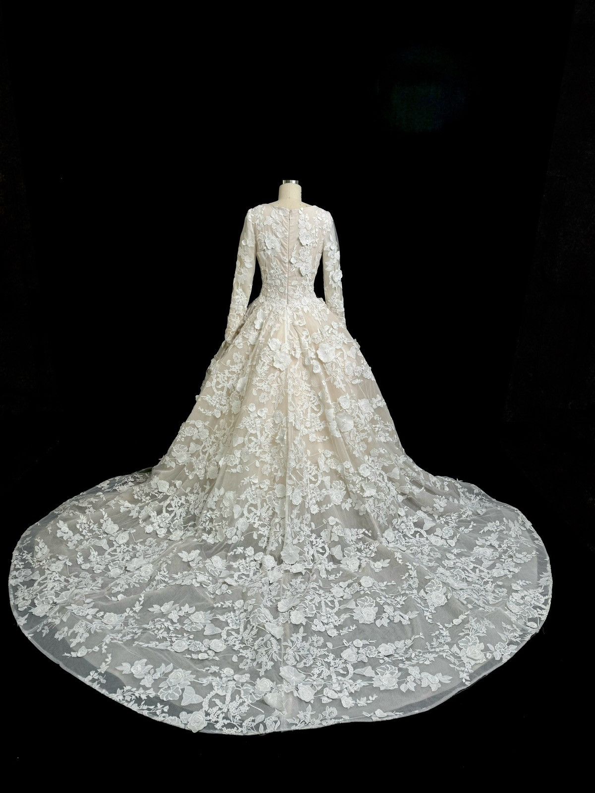 Other Preloved US 4 Anna Augusta 3D Embroidery Lace Wedding Dress Size S / US 4 / IT 40 - 11 Thumbnail