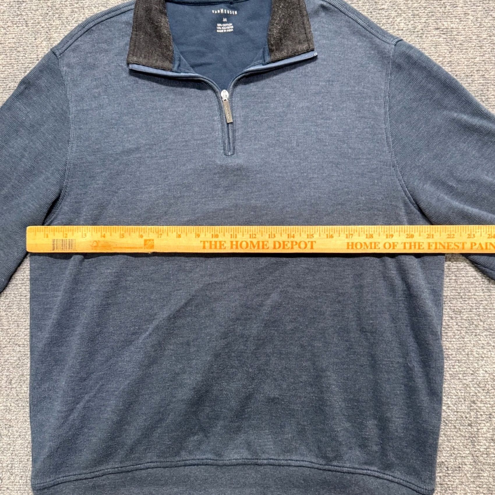 Van Heusen Van Heusen Sweatshirt Pullover M Men Blue Cotton Blend Quarter Zip Distressed/Pre-owned Size US M / EU 48-50 / 2 - 4 Thumbnail