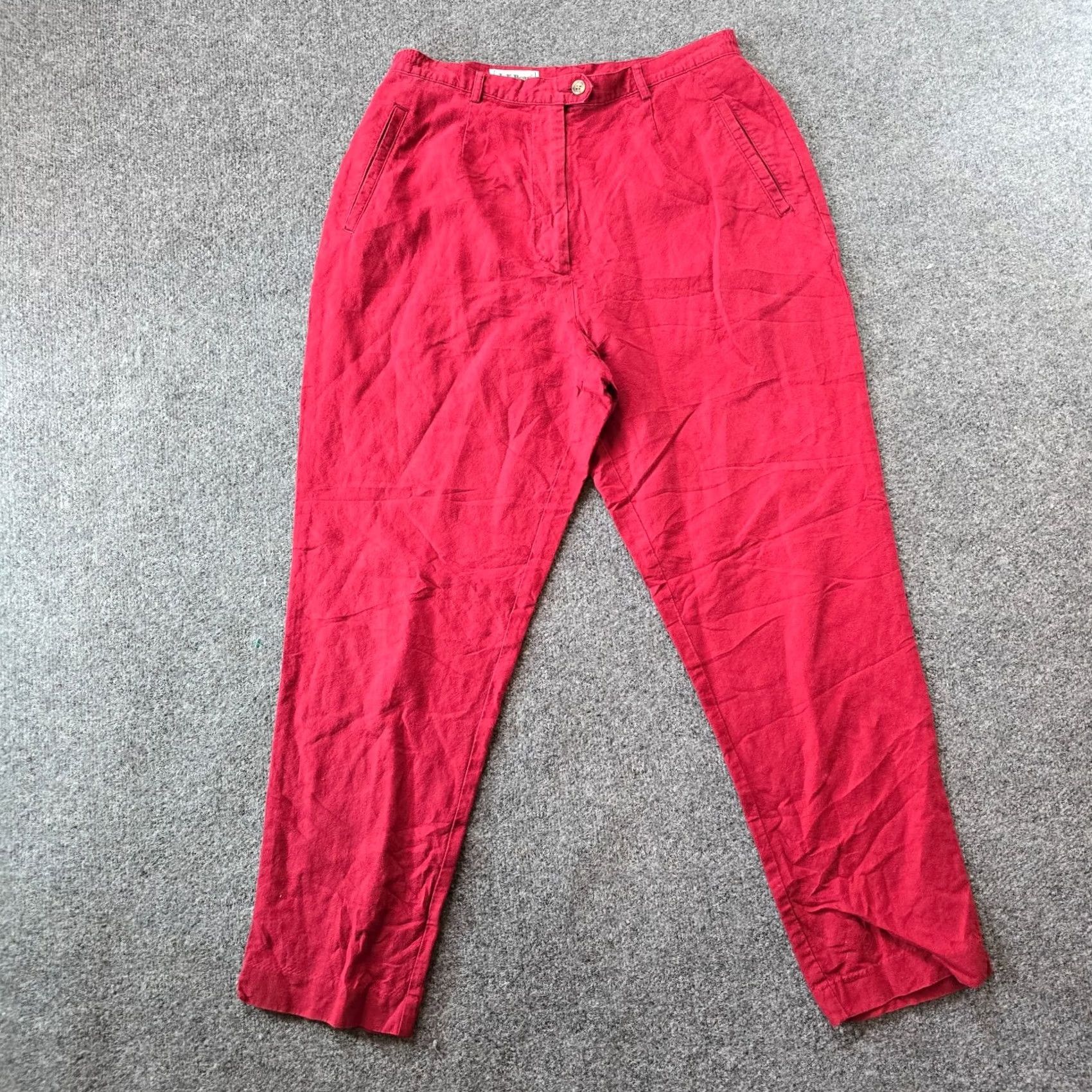 Vintage VINTAGE L.L. Bean Pants Womens 12 Red Linen Blend Tapere High Waist 90s Chino Tapered Mens? Womens Size 34" / US 12 / IT 48 - 2 Thumbnail