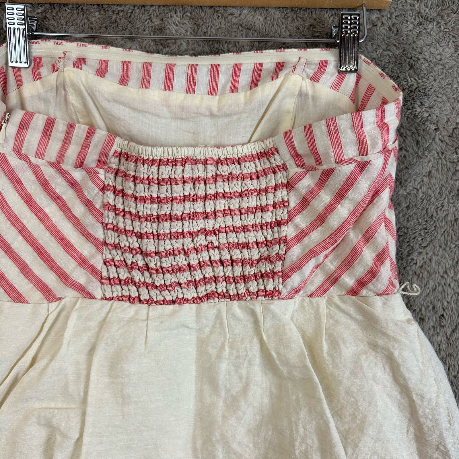 Anthropologie Anthropologie Maeve Linen Red Stripe Tiered Dress 6 S Size M / US 6-8 / IT 42-44 - 6 Thumbnail