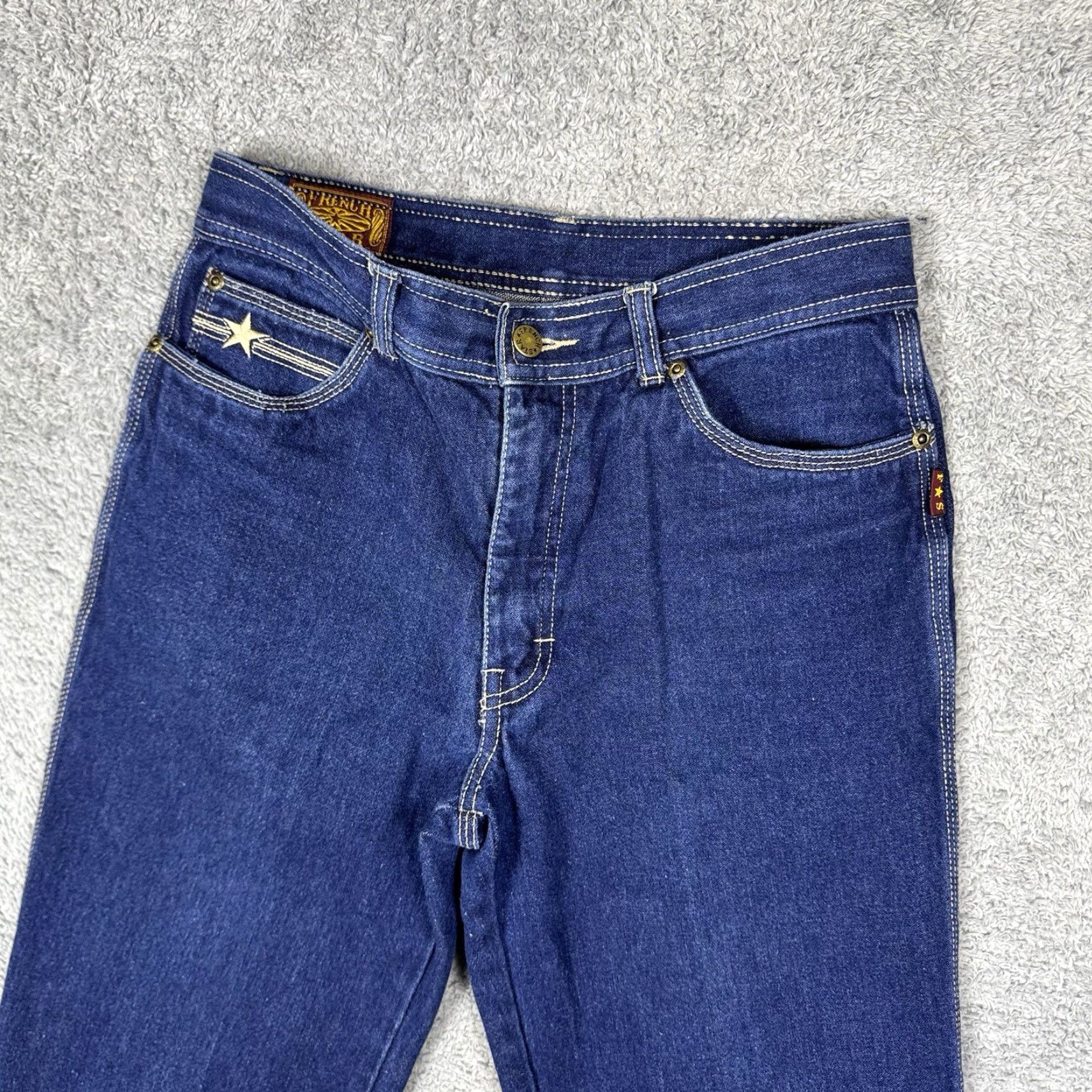 Vintage VINTAGE French Star Jeans Unisex 30x34 Bootcut Bellbottom Flare 70s 80s Darkwash Blue Denim Jeans Mens Womens Size US 30 / EU 46 - 4 Thumbnail