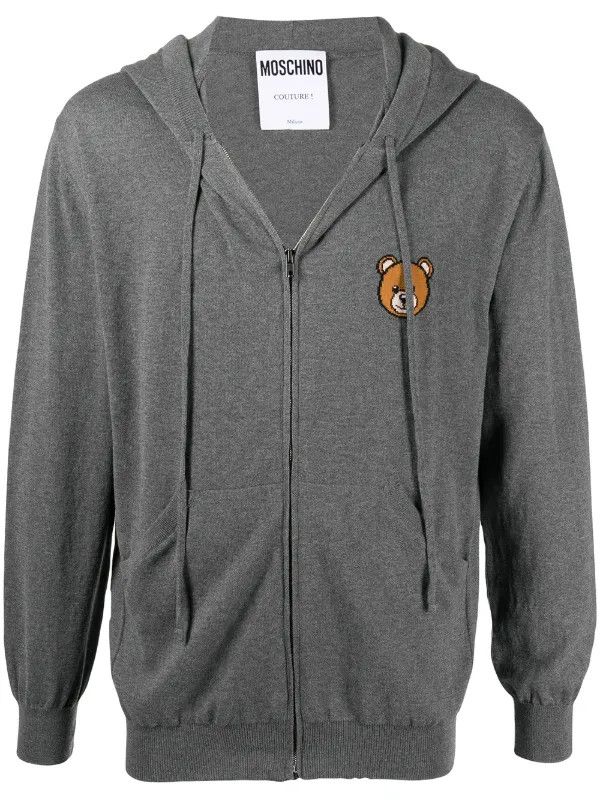 Moschino o1y0225 Logo Hooded Cardigan in Grey Size US S / EU 44-46 / 1 - 1 Preview