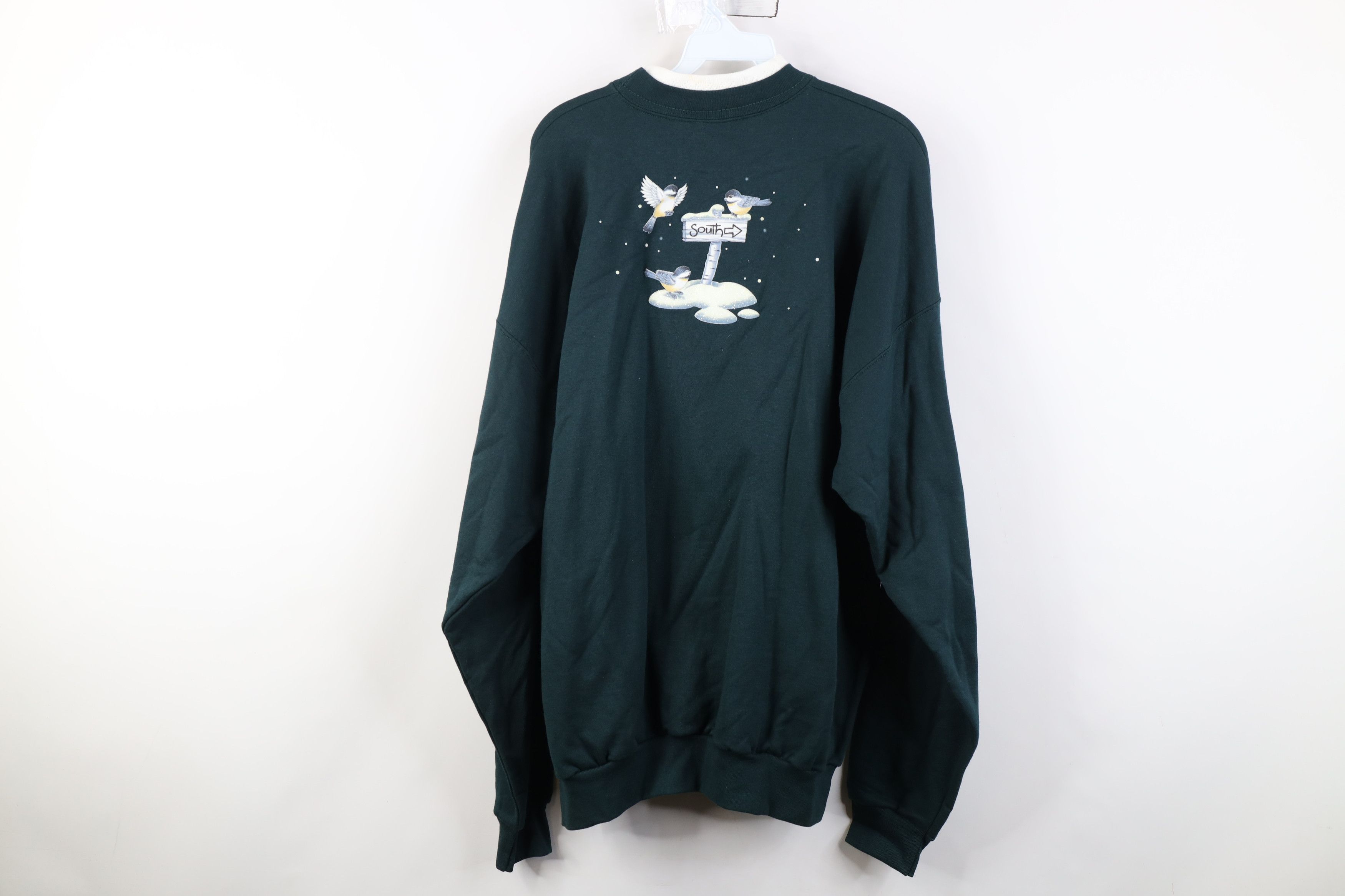 Vintage Vintage 90s Streetwear Nature Snow Birds Sweatshirt Green Size XL / US 12-14 / IT 48-50 - 10 Thumbnail