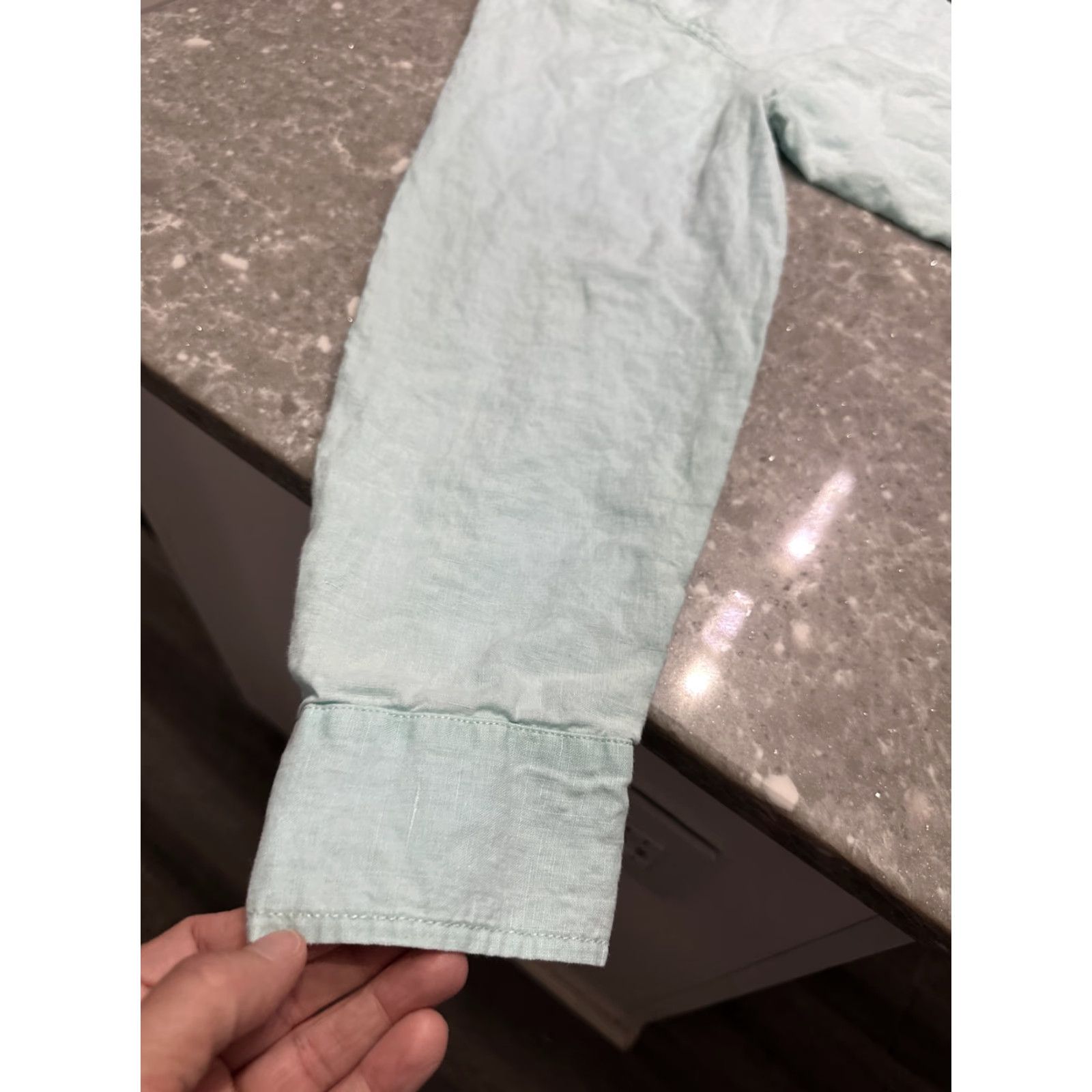 Tommy Bahama Tommy Bahama Relax Shirt XL Linen Button-Up Long Sleeve Casual Pockets Solid Aqua Mens Size US XL / EU 56 / 4 - 6 Thumbnail