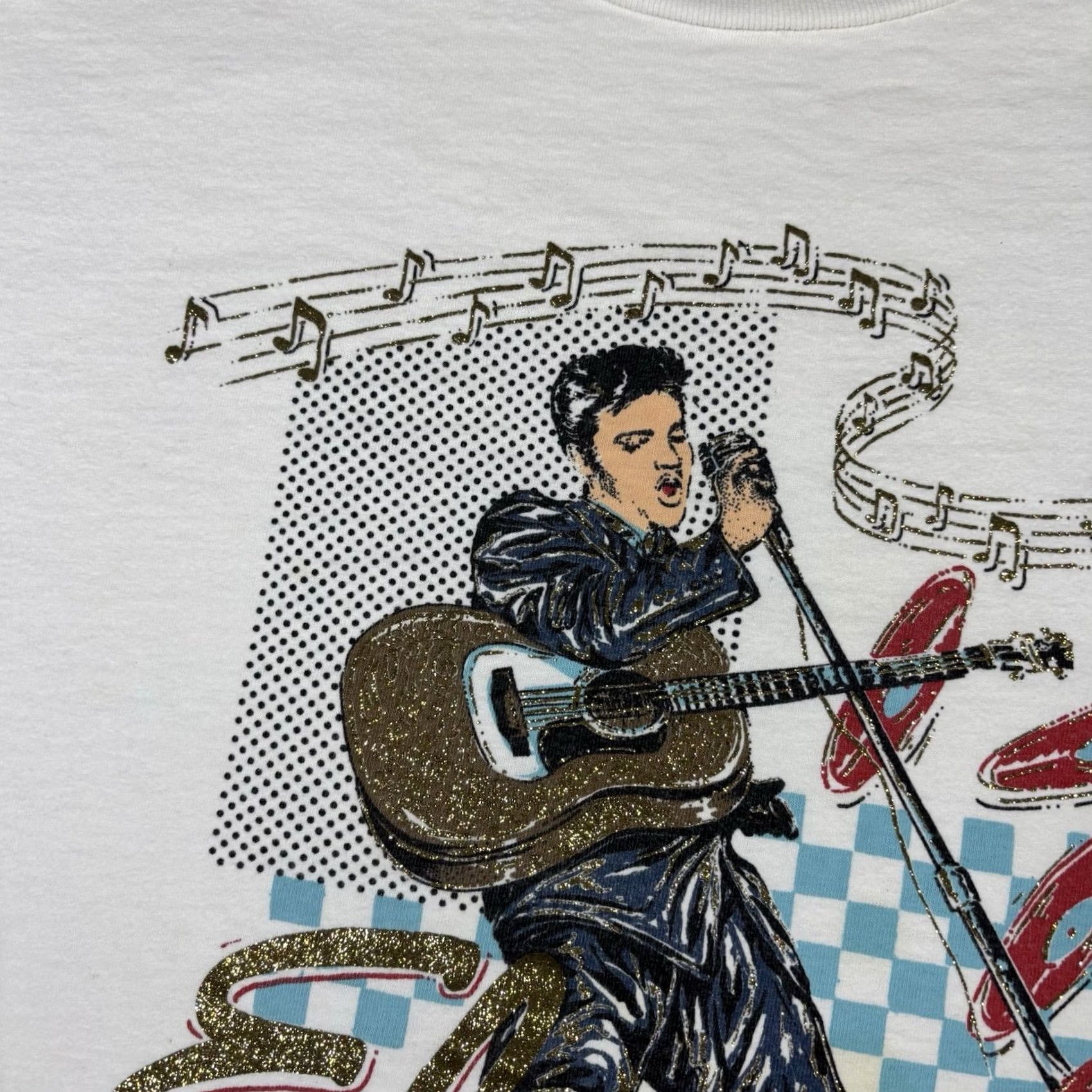 Vintage VINTAGE Diamond Dust Elvis Music T Shirt XL Adults White 90s Rock Graphic Print Crew Neck Short Sleeve Men Mens Size US XL / EU 56 / 4 - 5 Thumbnail