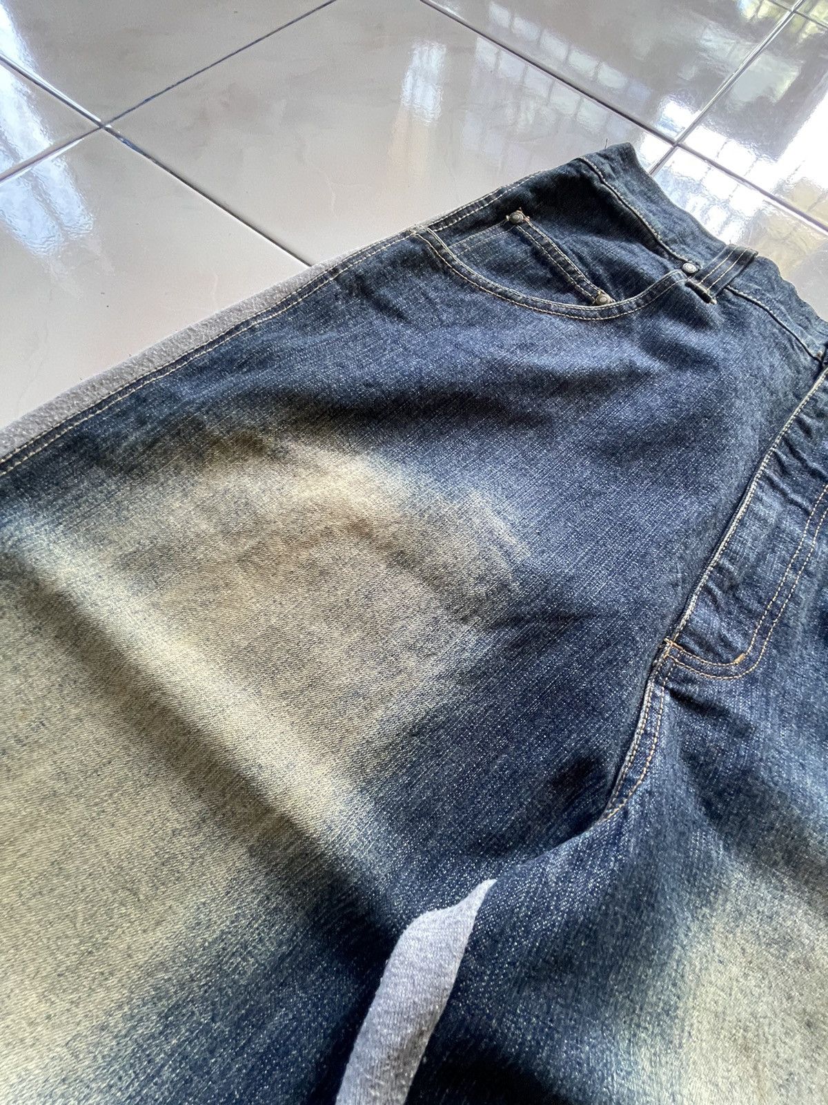 GB × Japanese Brand × Marithe + Francois Girbaud GB Baggy Hybrid Denim Sweat Muddy Wash Jeans Size US 34 / EU 50 - 11 Thumbnail
